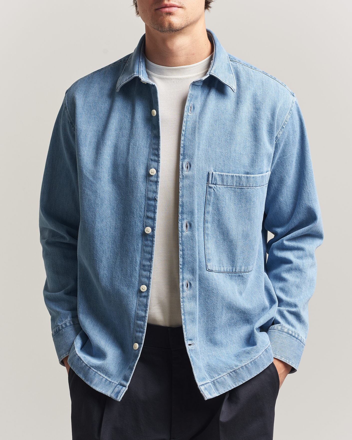 Heren | Overhemden | NN07 | Freddy Denim Overshirt Light Blue