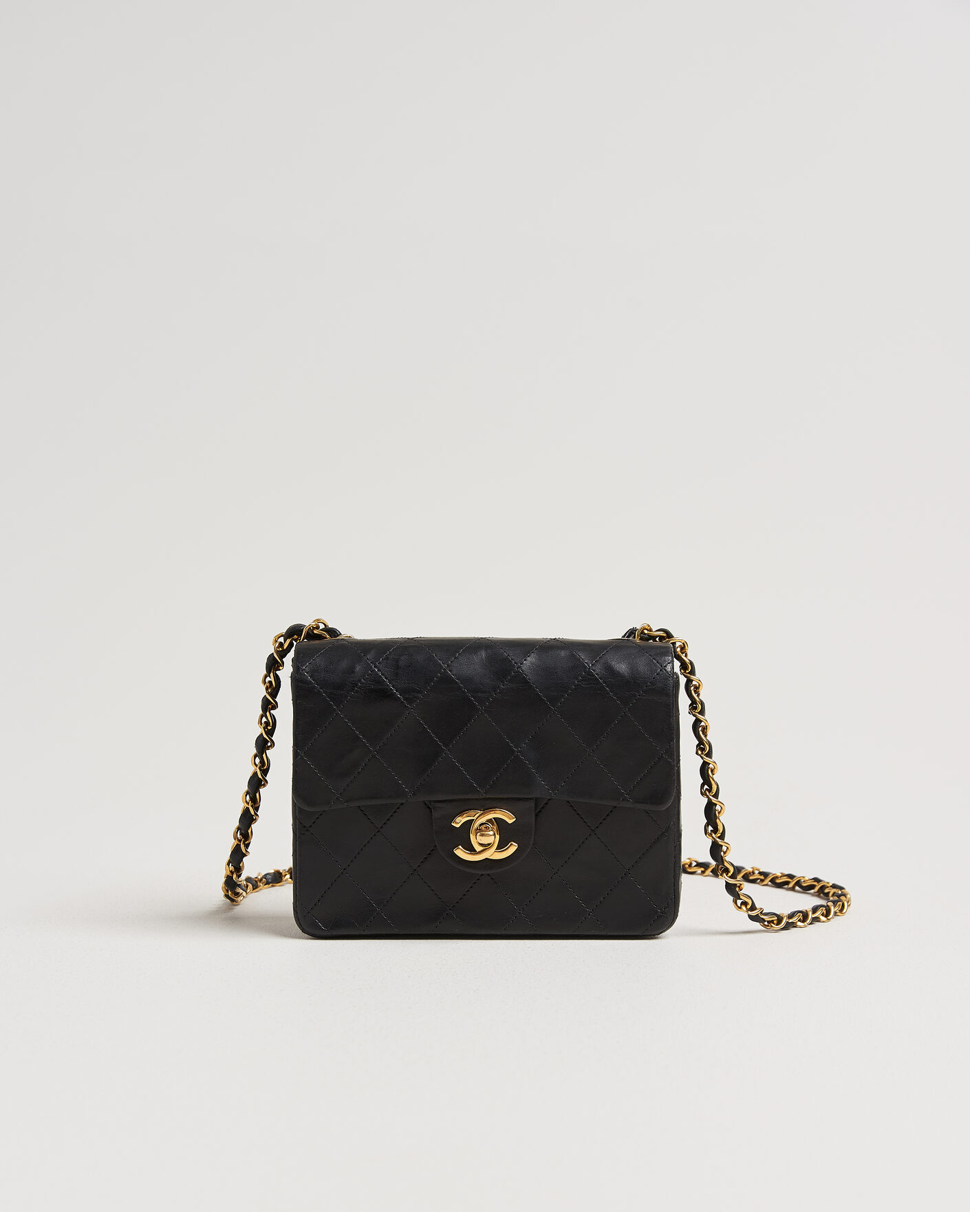 Heren | Chanel Pre-Owned Classic Mini Single Flap Square Bag Black | Chanel Pre-Owned | Classic Mini Single Flap Square Bag Black