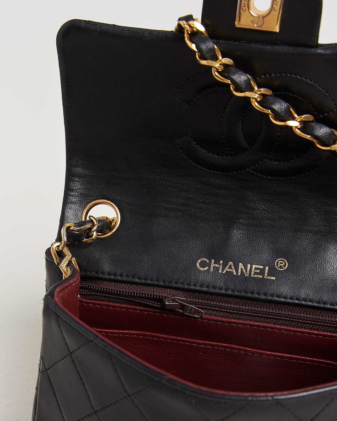 Heren | Chanel Pre-Owned Classic Mini Single Flap Square Bag Black | Chanel Pre-Owned | Classic Mini Single Flap Square Bag Black