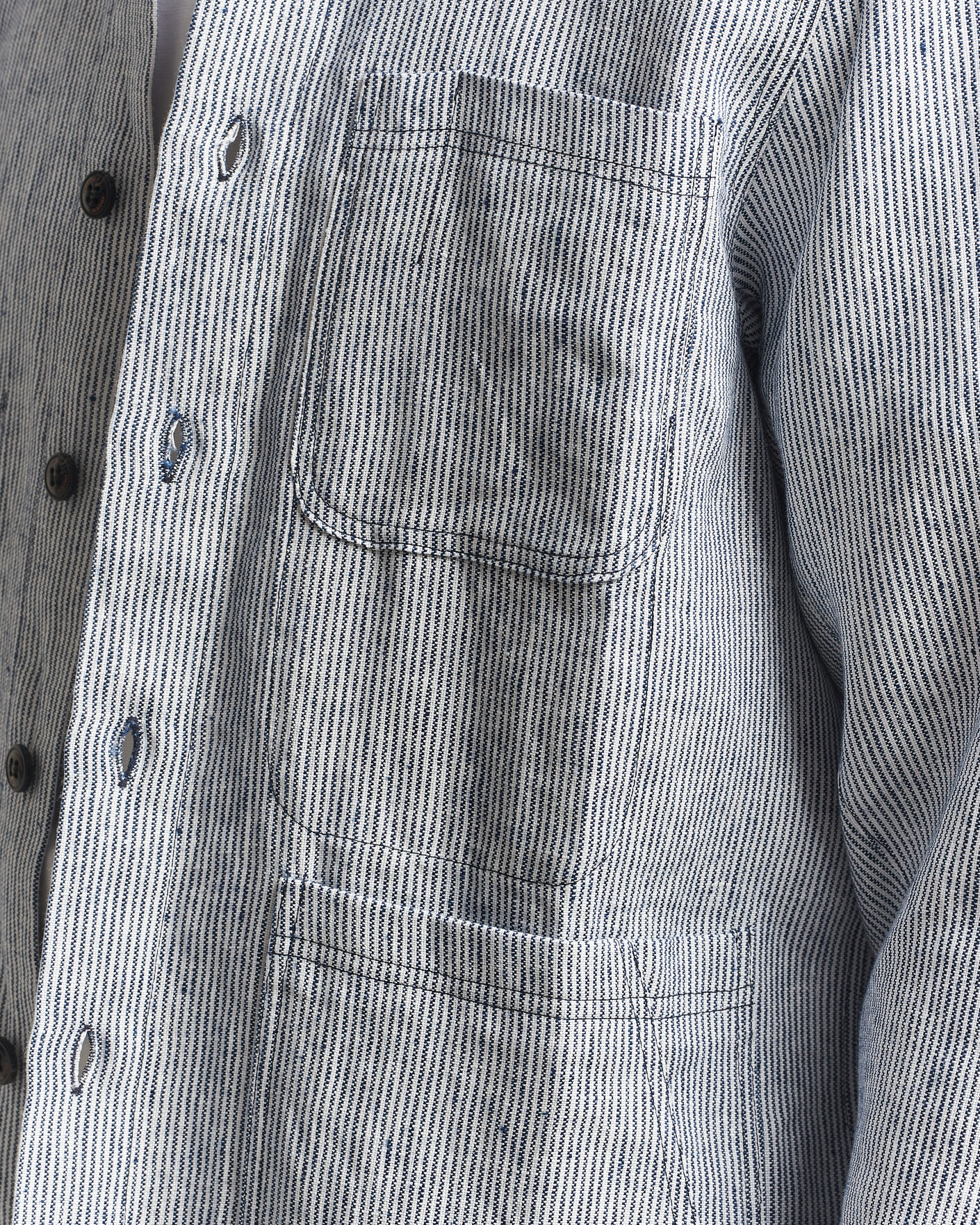 Heren | Overhemden | Peregrine | Windsor Linen Shacket Navy Stripe