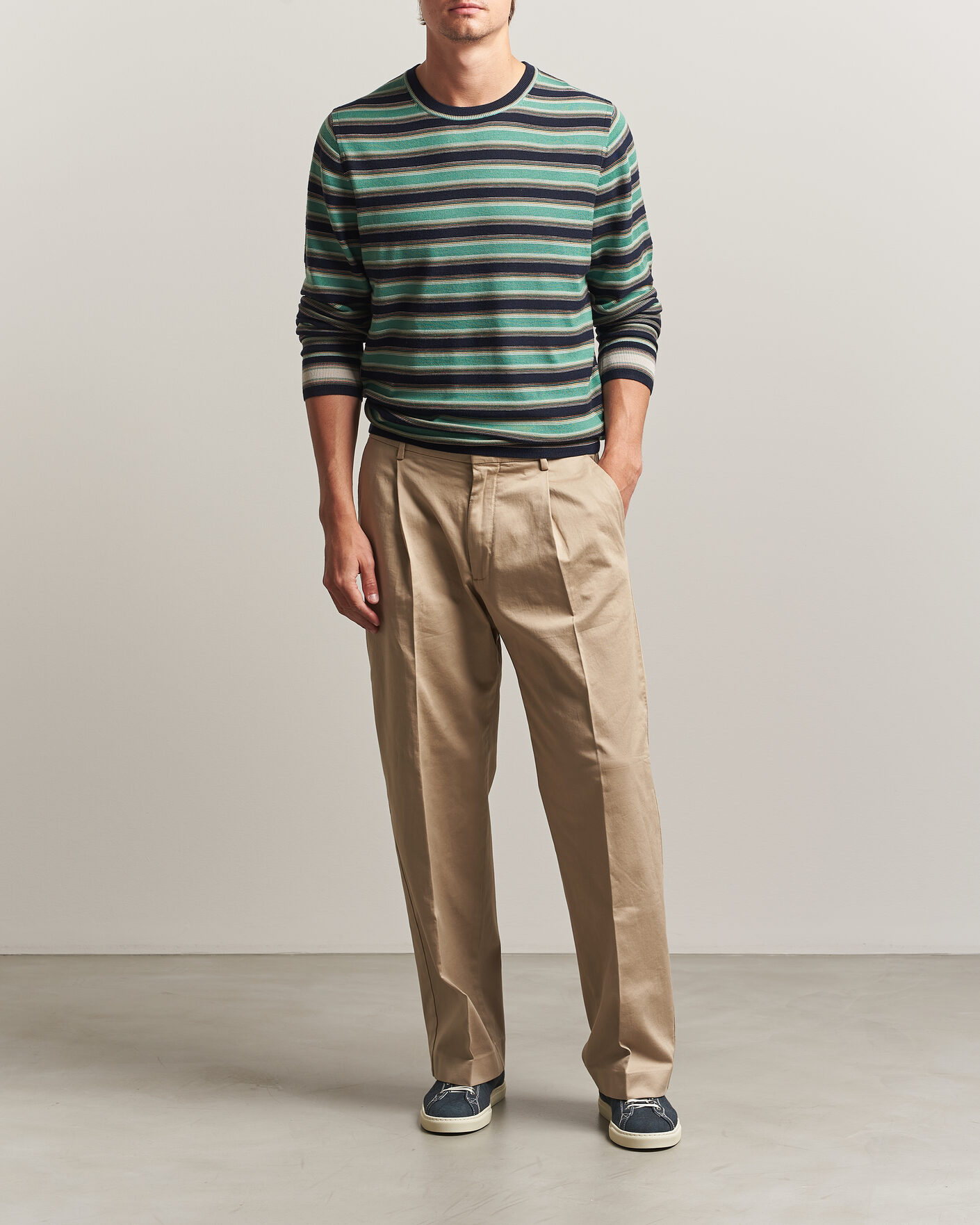 Heren | Truien | PS Paul Smith | Merino Wool Knitted Striped Sweater Green