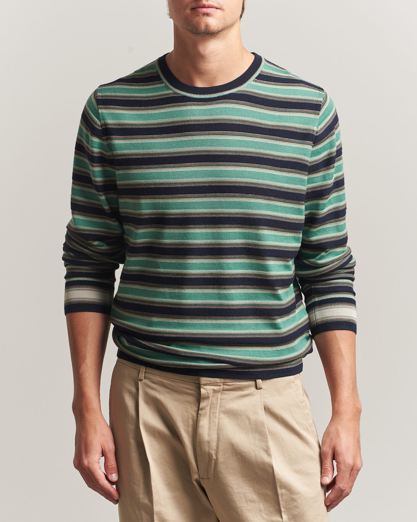 Heren | Truien | PS Paul Smith | Merino Wool Knitted Striped Sweater Green