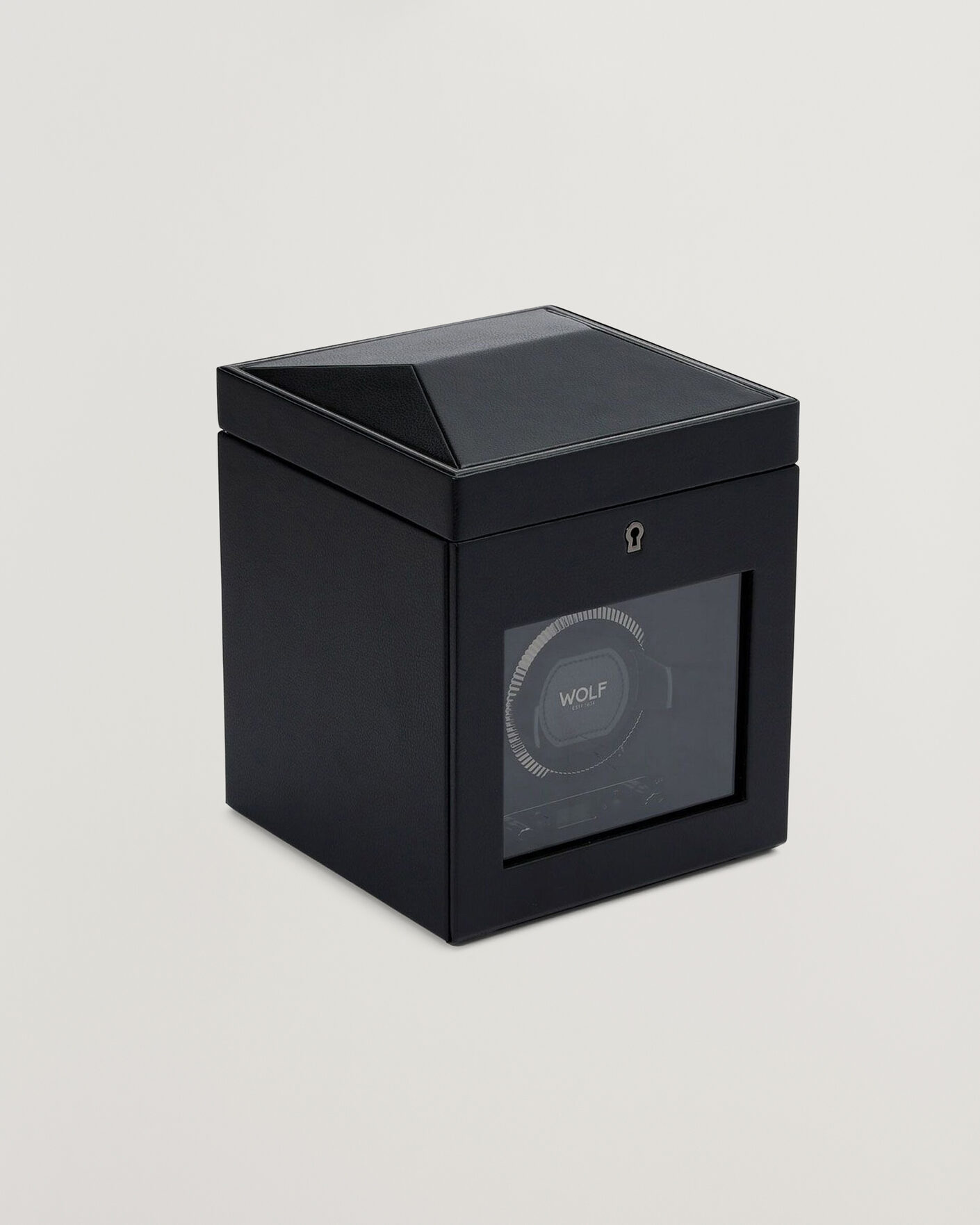 Heren | WOLF British Racing Single Watch Winder With Storage Black | WOLF | British Racing Single Watch Winder With Storage Black