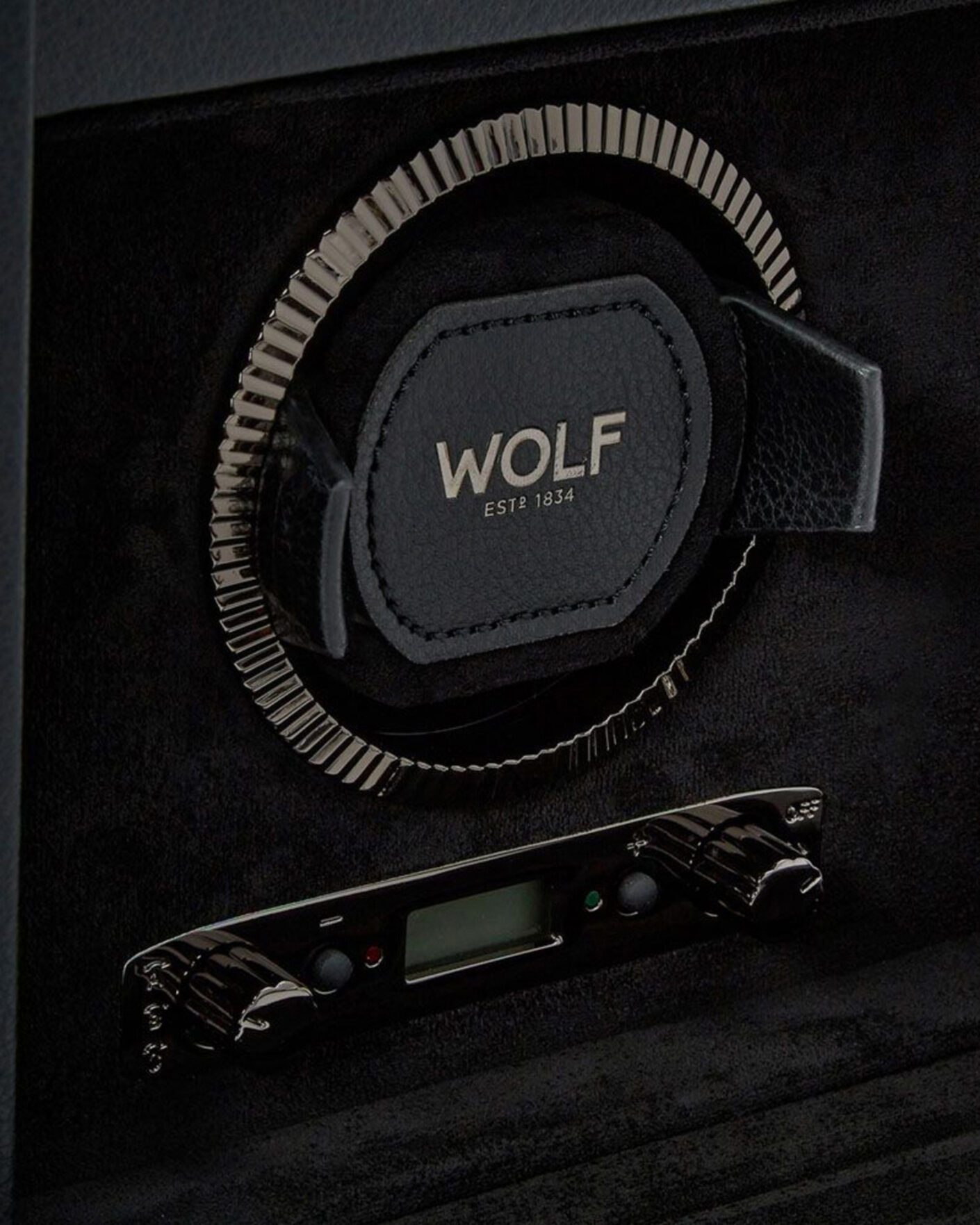 Heren | WOLF British Racing Single Watch Winder With Storage Black | WOLF | British Racing Single Watch Winder With Storage Black