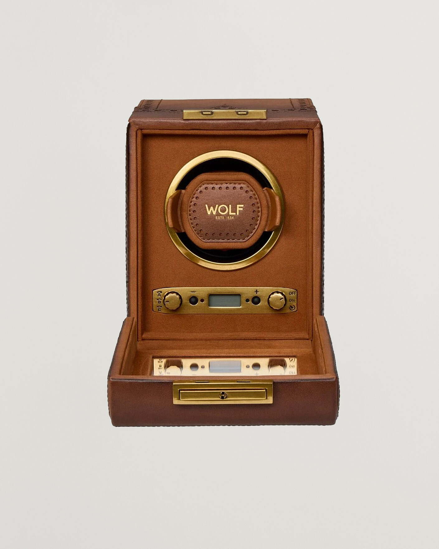 Heren | Horloge & juwelendozen | WOLF | Brouge Single Watch Winder Burnished Brown