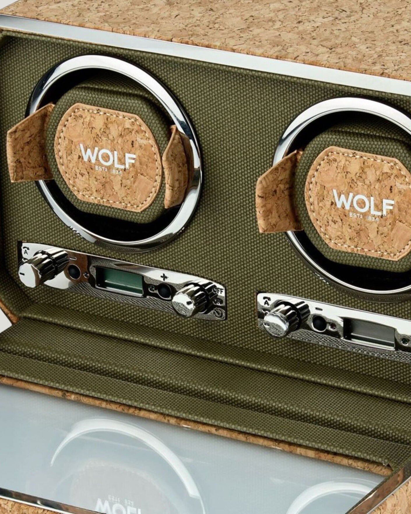 Heren | Horloge & juwelendozen | WOLF | Cortica Double Watch Winder Cork