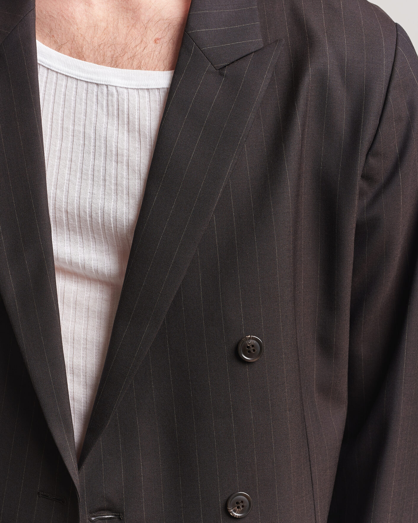 Heren | Blazers | NN07 | Jordin Pinstriped Double Breasted Blazer Dark Brown