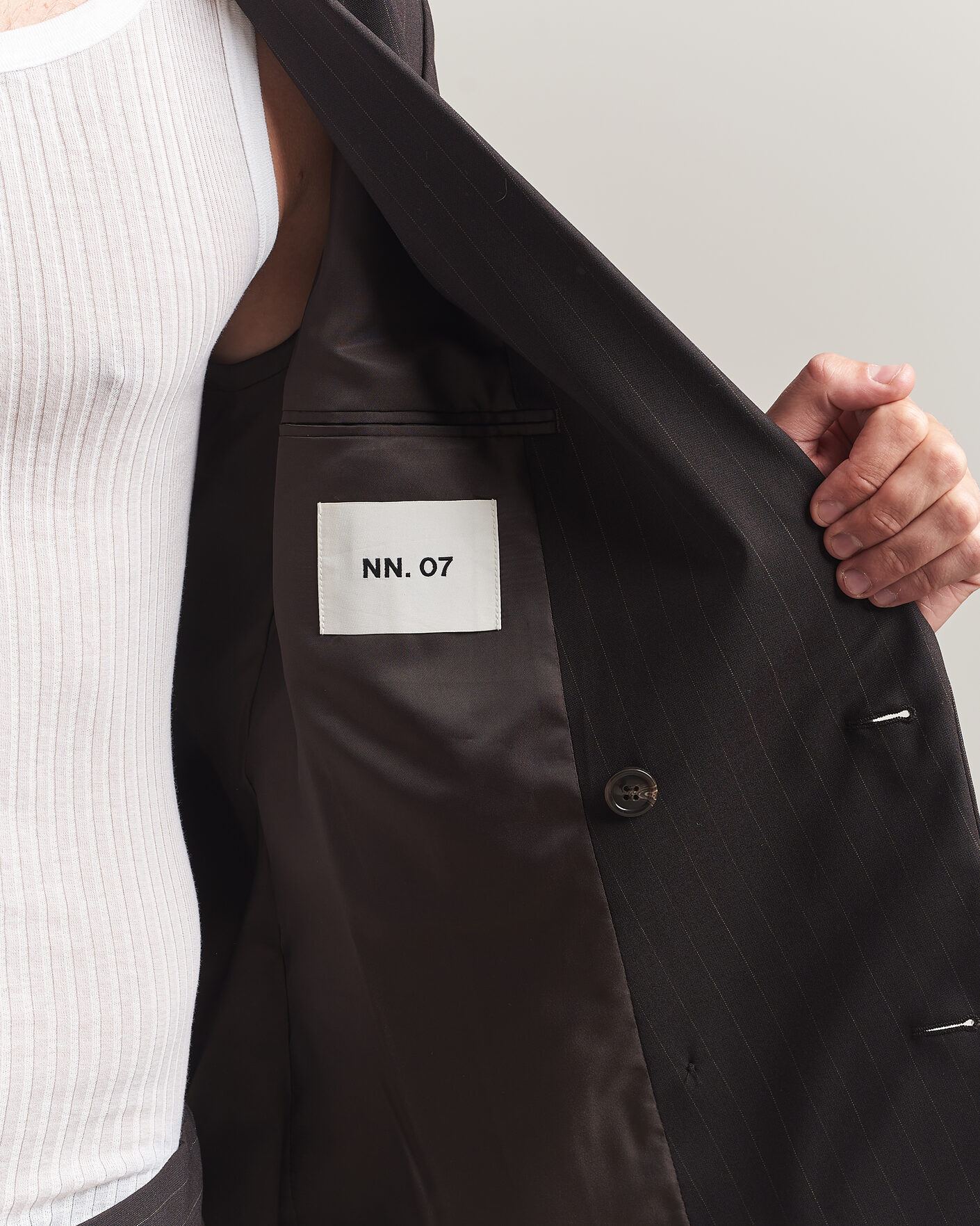 Heren | Blazers | NN07 | Jordin Pinstriped Double Breasted Blazer Dark Brown