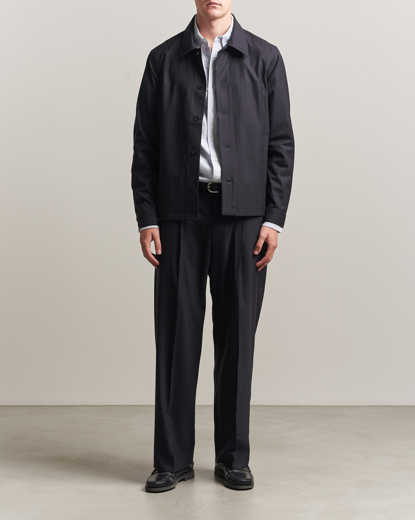 Heren | Broeken | NN07 | Kay Pinstriped Pleated Trousers Navy Blue