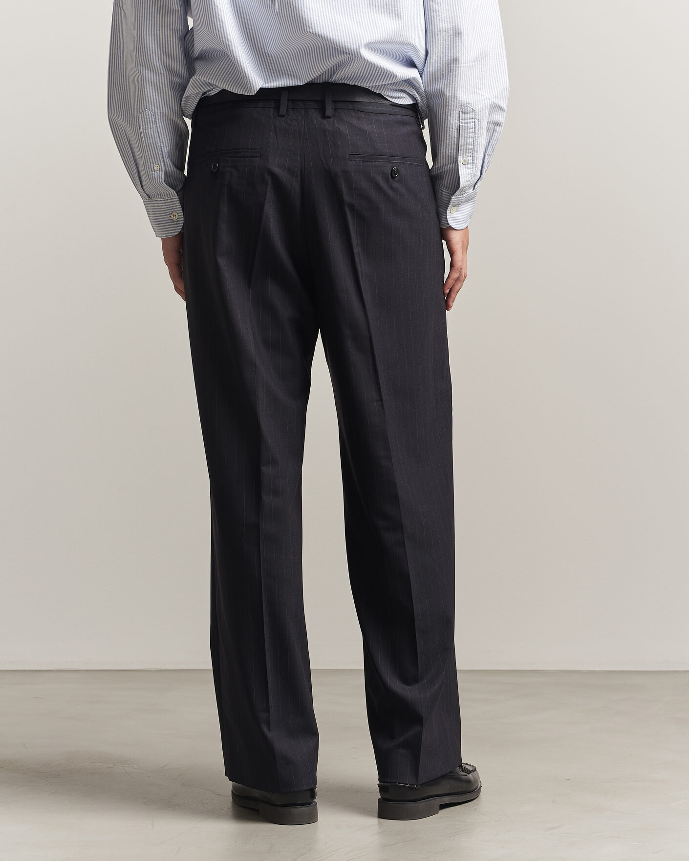 Heren | Broeken | NN07 | Kay Pinstriped Pleated Trousers Navy Blue
