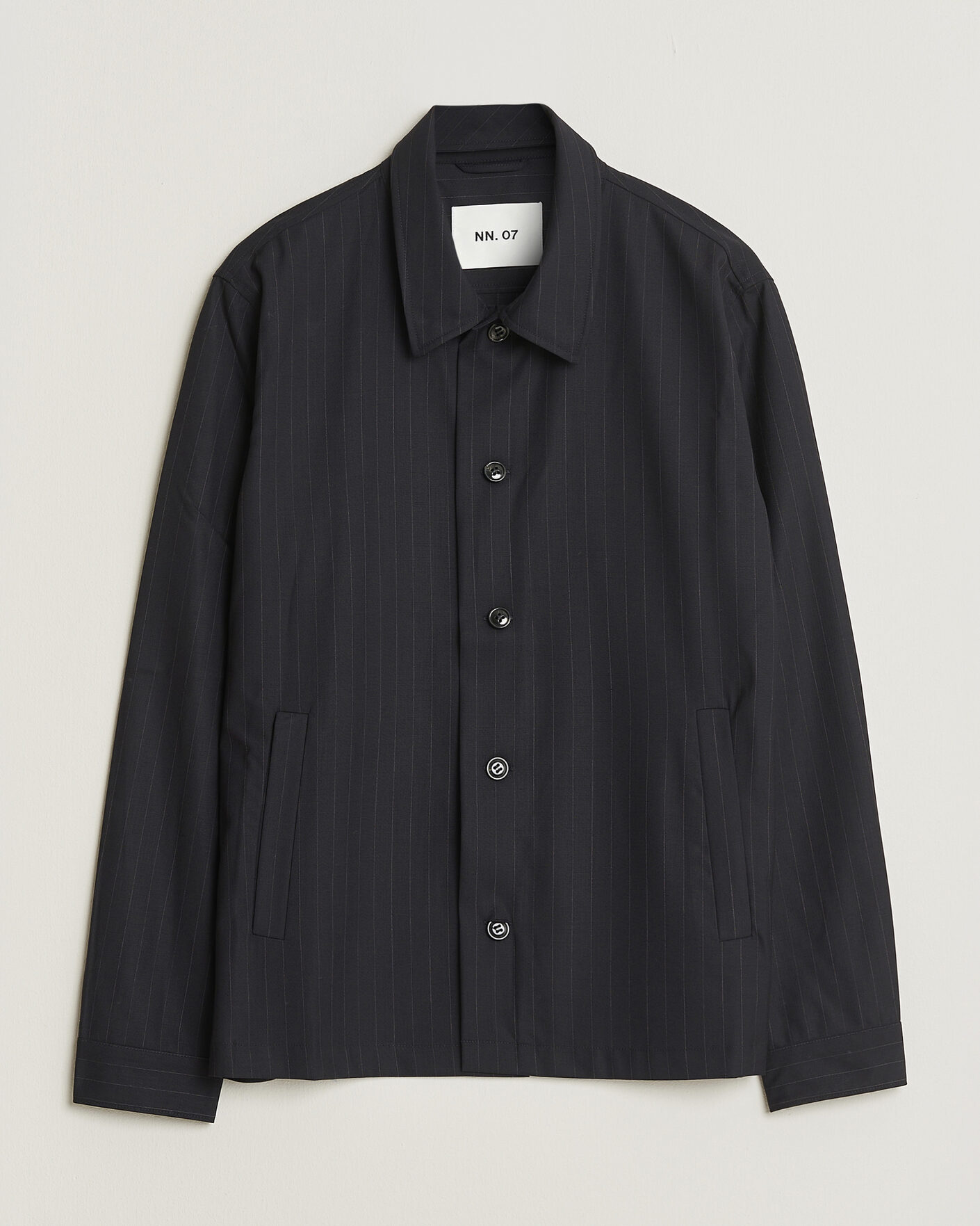 Heren | Overhemden | NN07 | Zander Pinstriped Overshirt Navy Blue