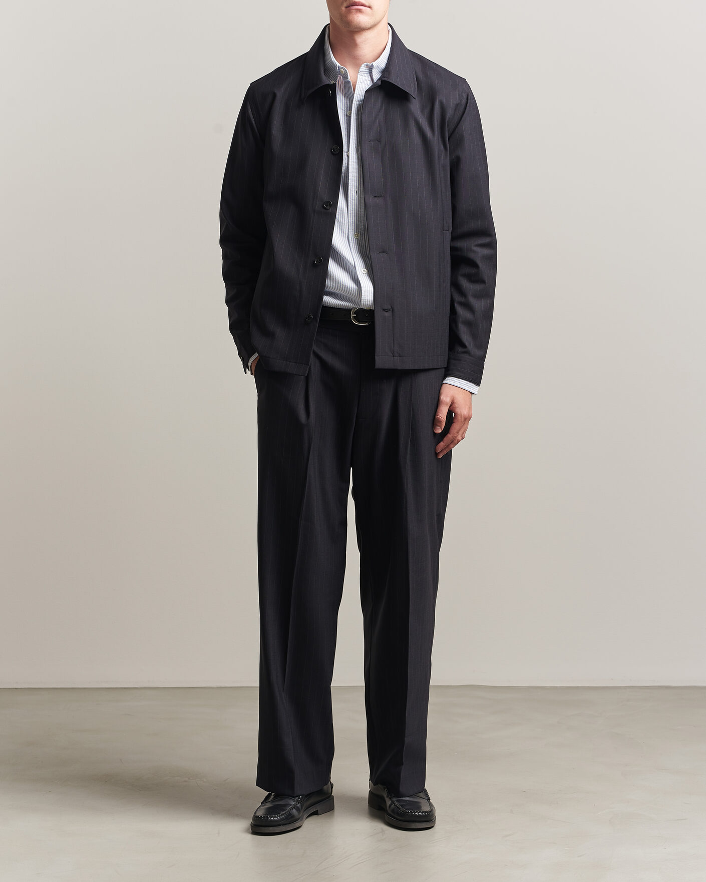 Heren | Overhemden | NN07 | Zander Pinstriped Overshirt Navy Blue