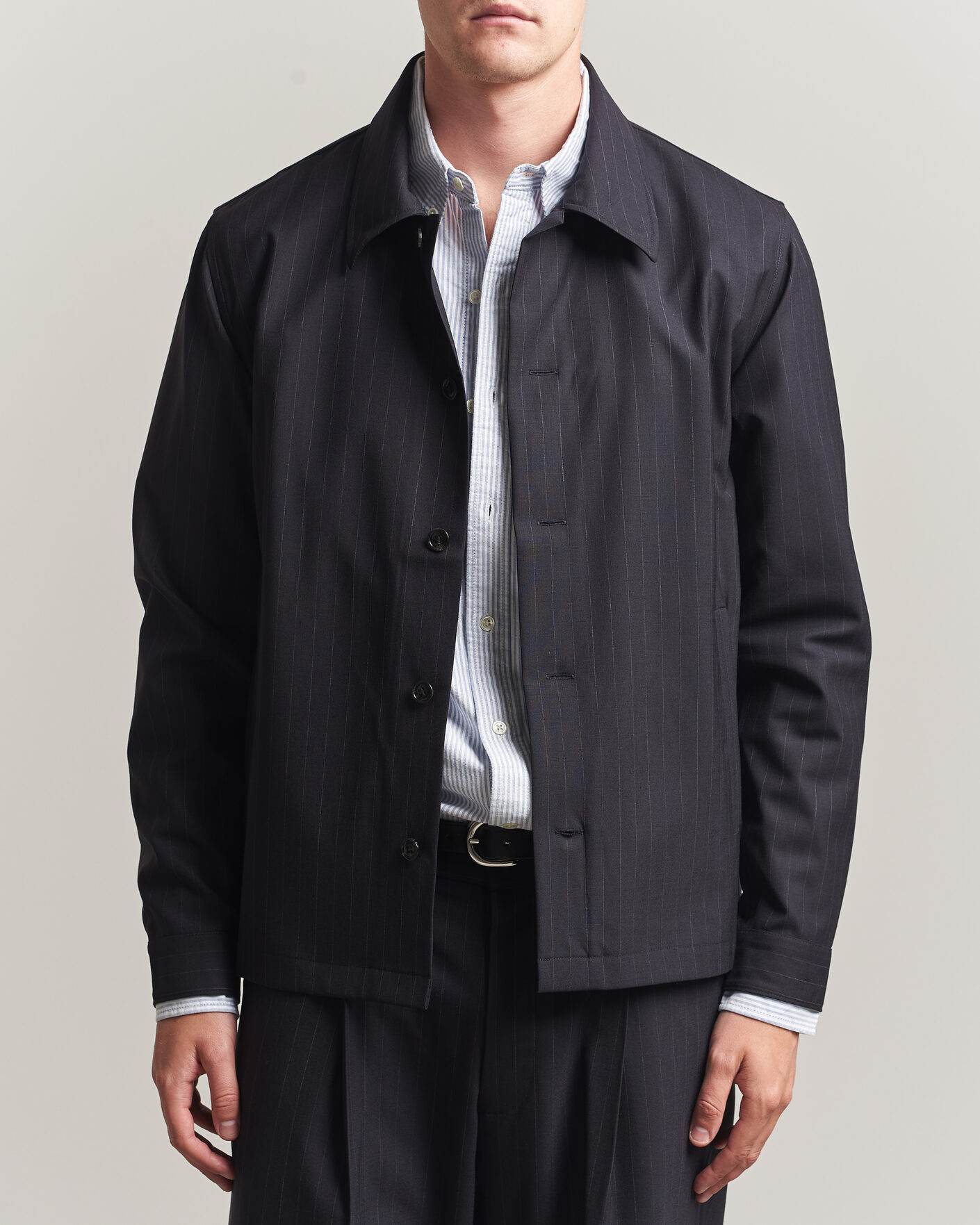 Heren | Overhemden | NN07 | Zander Pinstriped Overshirt Navy Blue