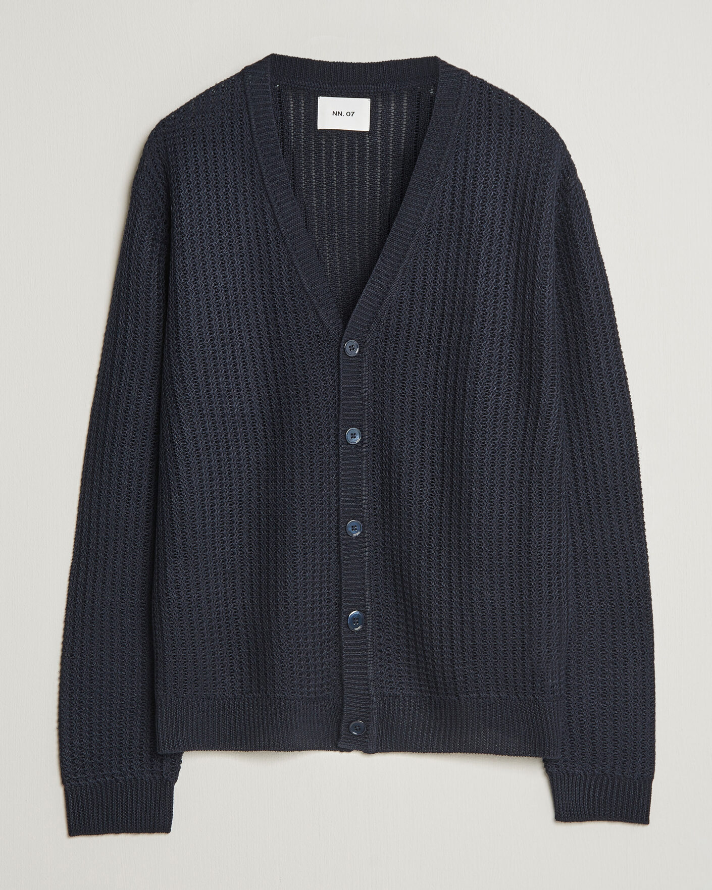 Heren | Truien | NN07 | Tim Linen Knitted Cardigan Navy Blue