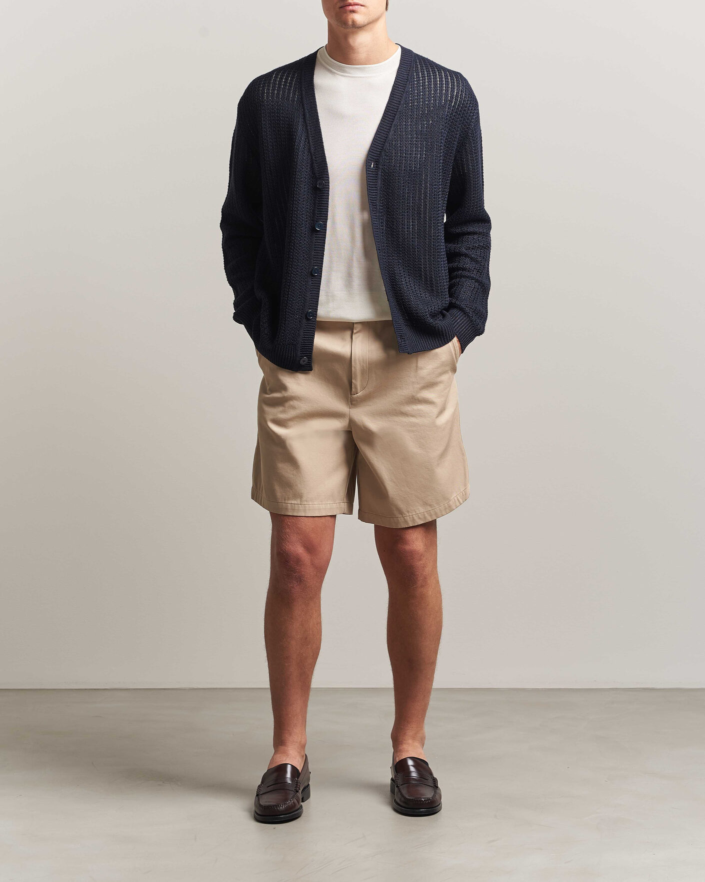 Heren | Truien | NN07 | Tim Linen Knitted Cardigan Navy Blue