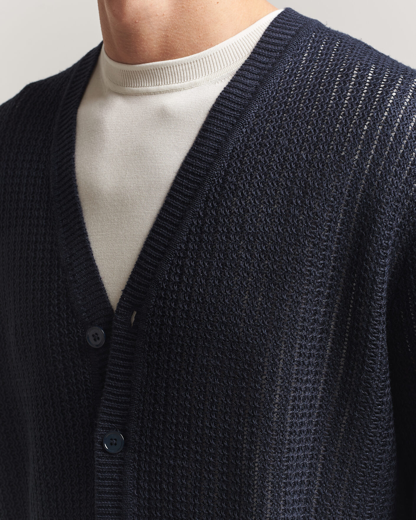 Heren | Truien | NN07 | Tim Linen Knitted Cardigan Navy Blue