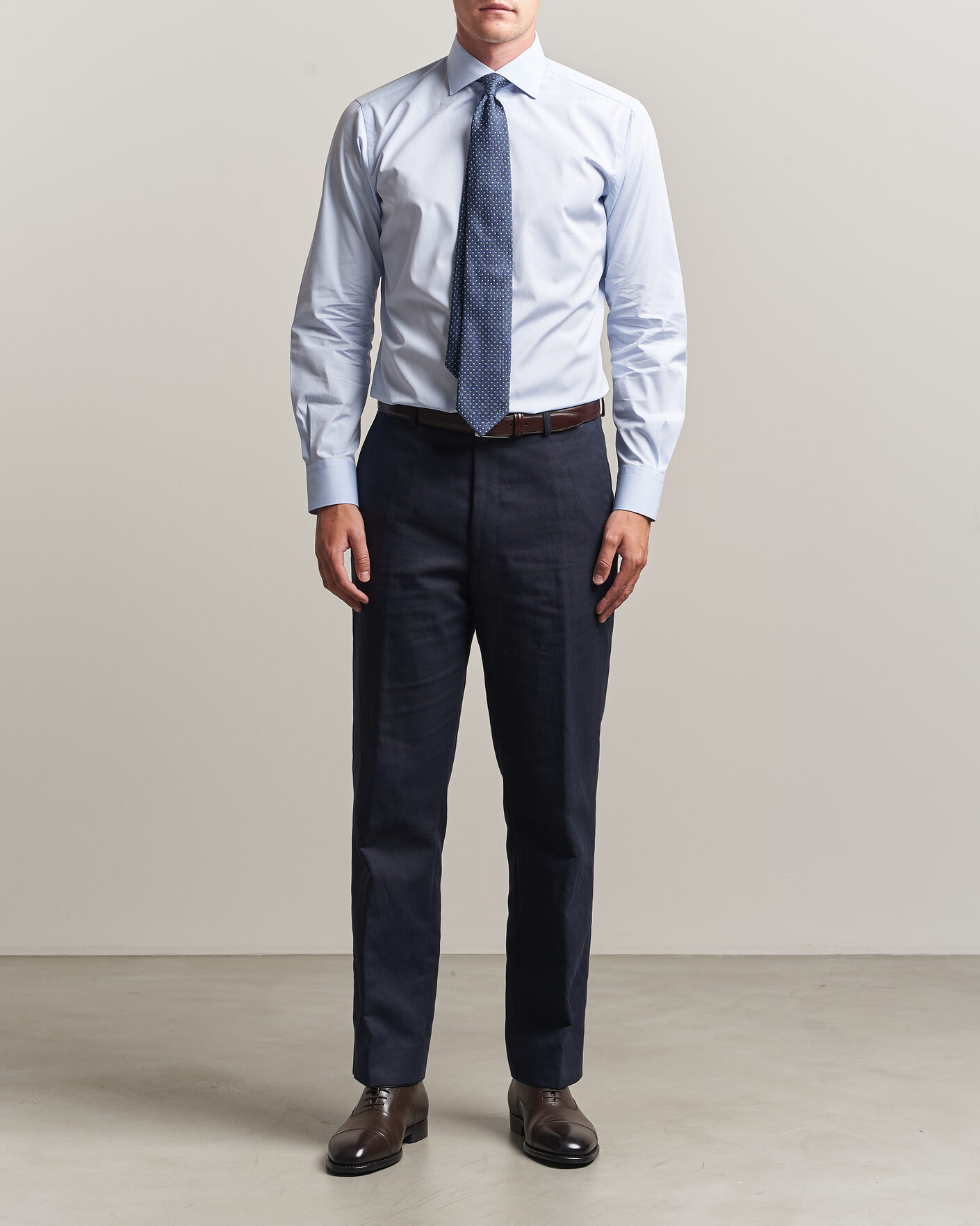 Heren | Overhemden | Brioni | Poplin Cotton Dress Shirt Light Blue
