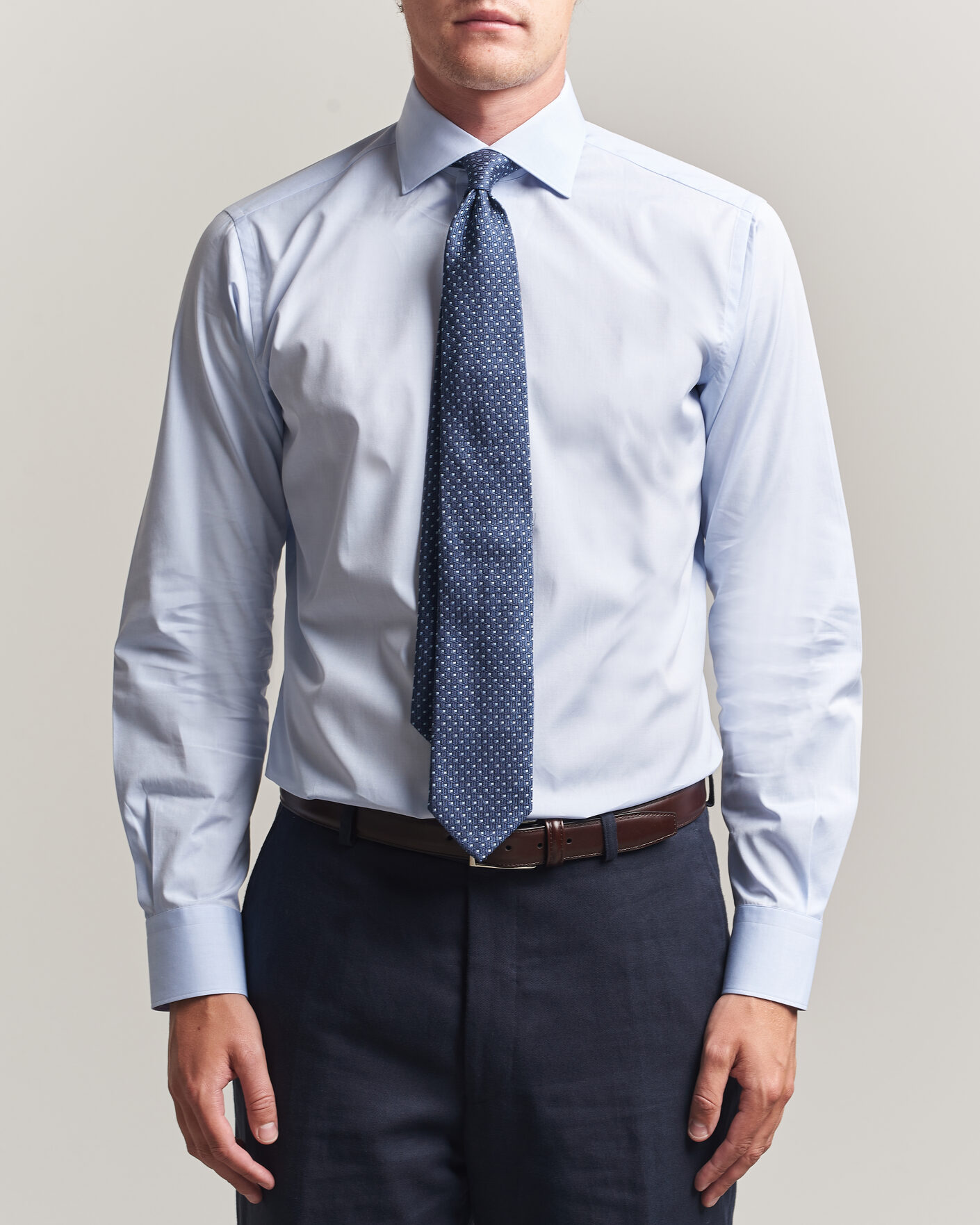 Heren | Overhemden | Brioni | Poplin Cotton Dress Shirt Light Blue