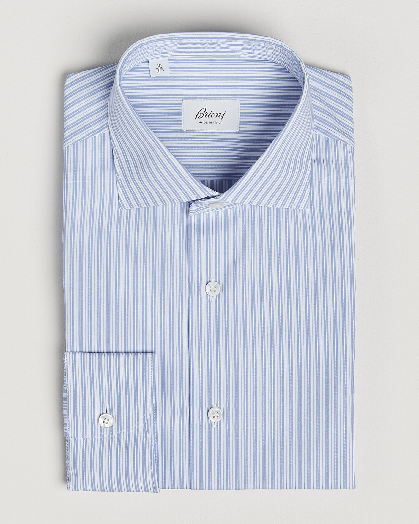 Heren | Overhemden | Brioni | Poplin Cotton Dress Shirt Light Blue Stripe