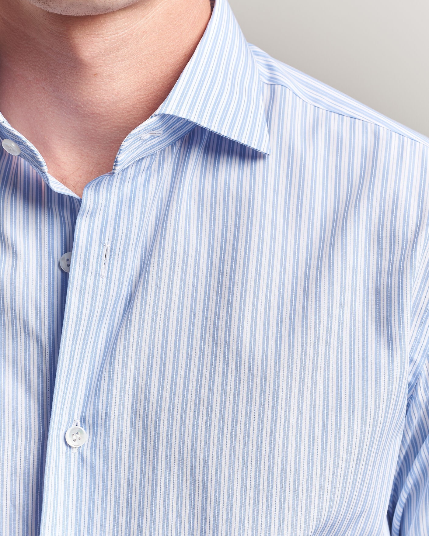 Heren | Overhemden | Brioni | Poplin Cotton Dress Shirt Light Blue Stripe