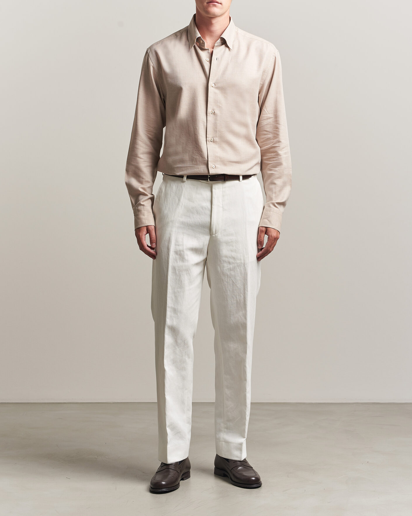 Heren | Overhemden | Brioni | Cotton/Cashmere Flannel Shirt Beige