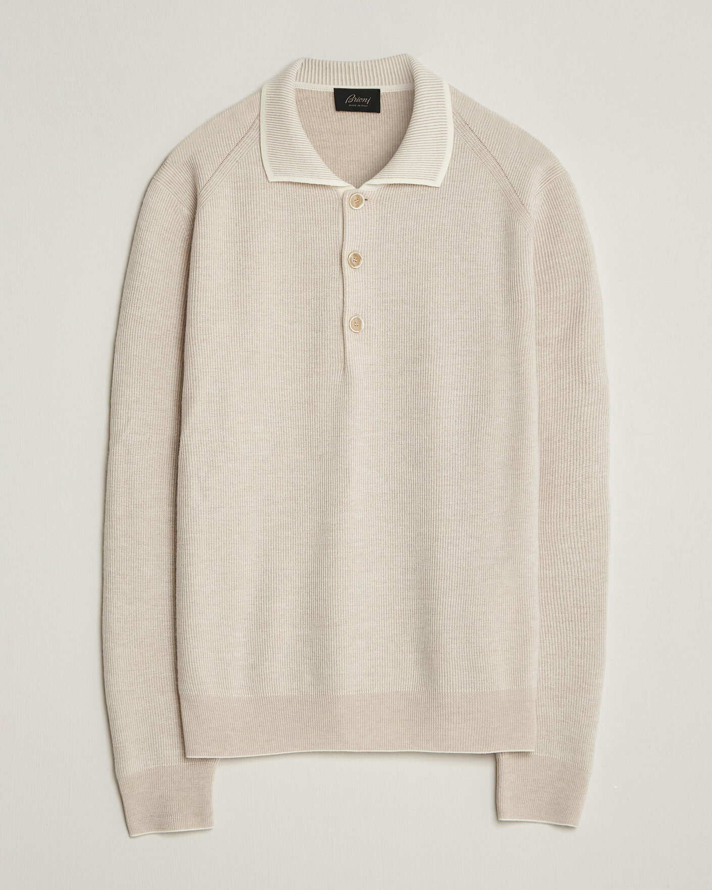 Heren | Truien | Brioni | Cashmere Rib Knitted Polo Light Beige