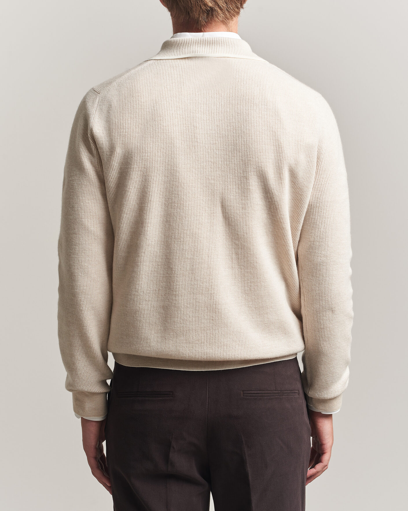Heren | Truien | Brioni | Cashmere Rib Knitted Polo Light Beige
