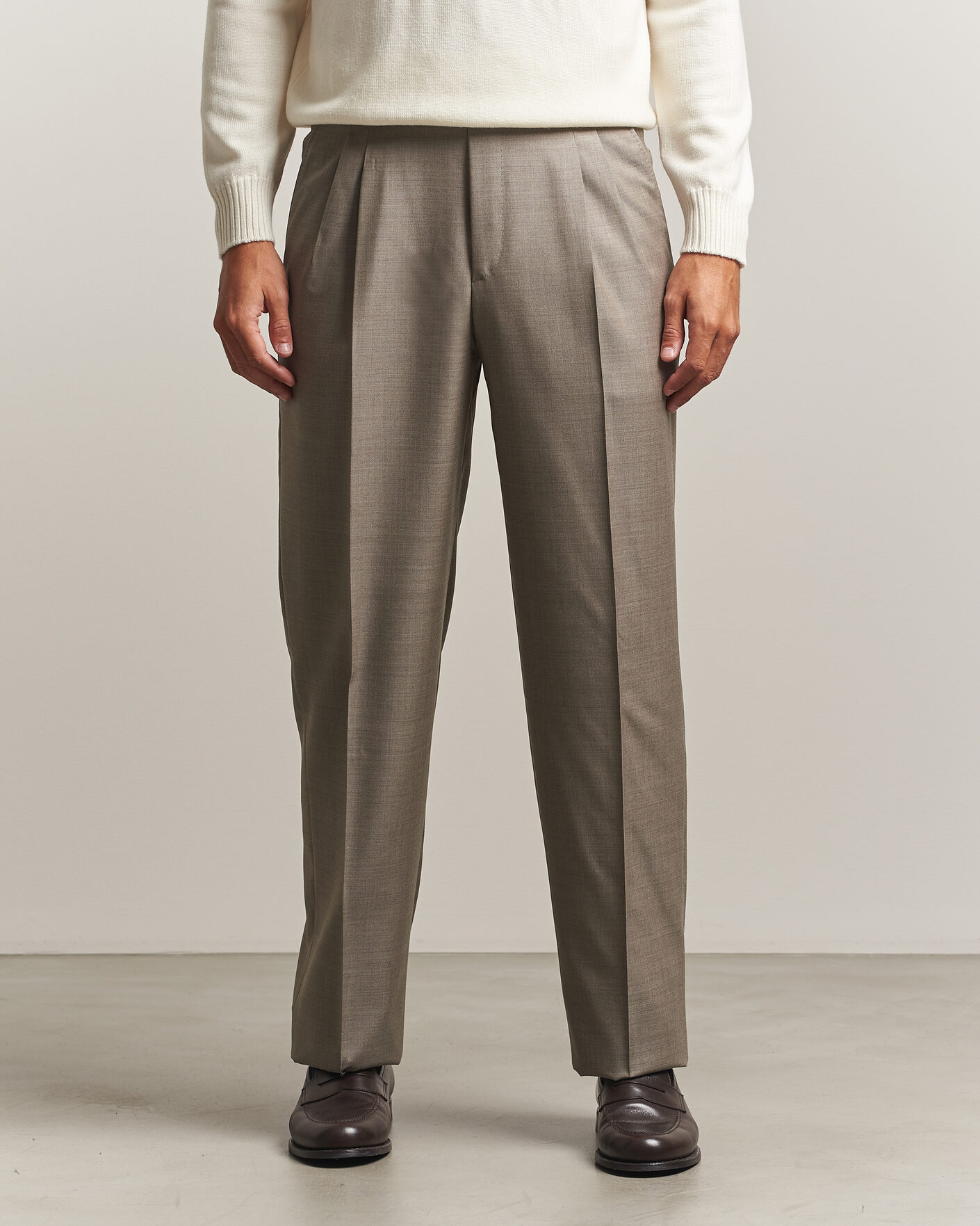 Heren | Broeken | Brioni | Capri Wool Trousers Beige
