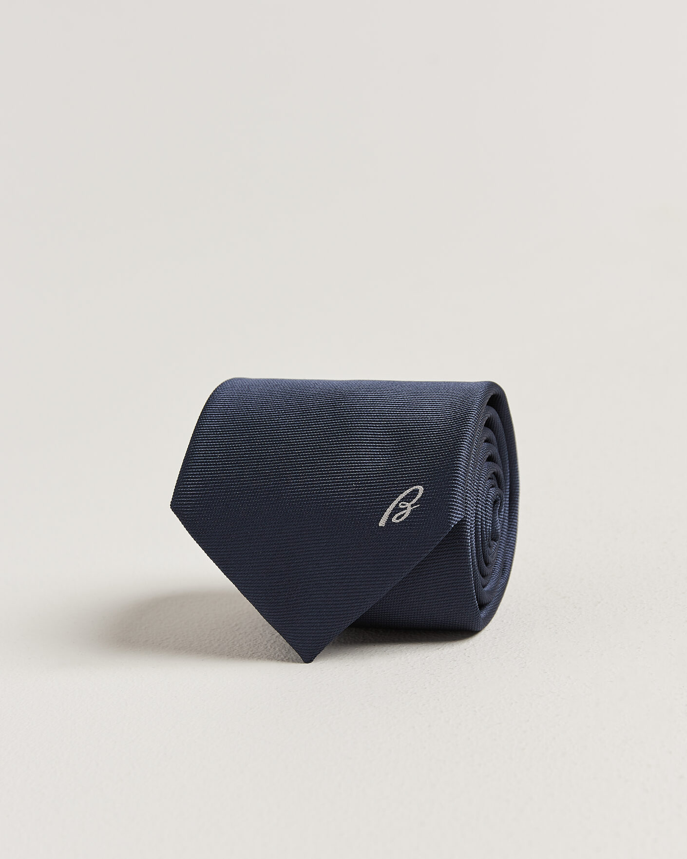 Heren | Stropdassen | Brioni | Embroidered Logo Silk Tie Navy