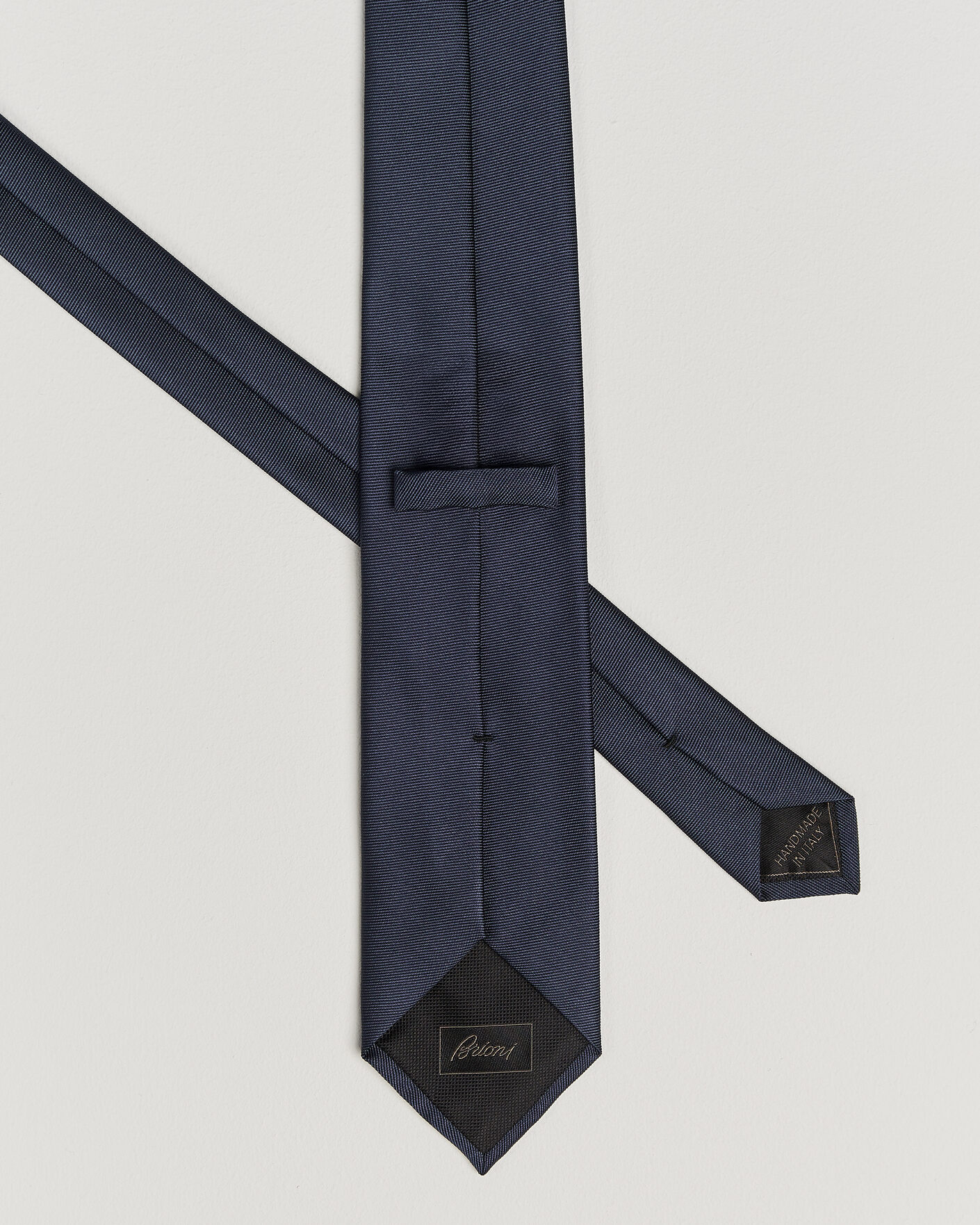 Heren | Stropdassen | Brioni | Embroidered Logo Silk Tie Navy