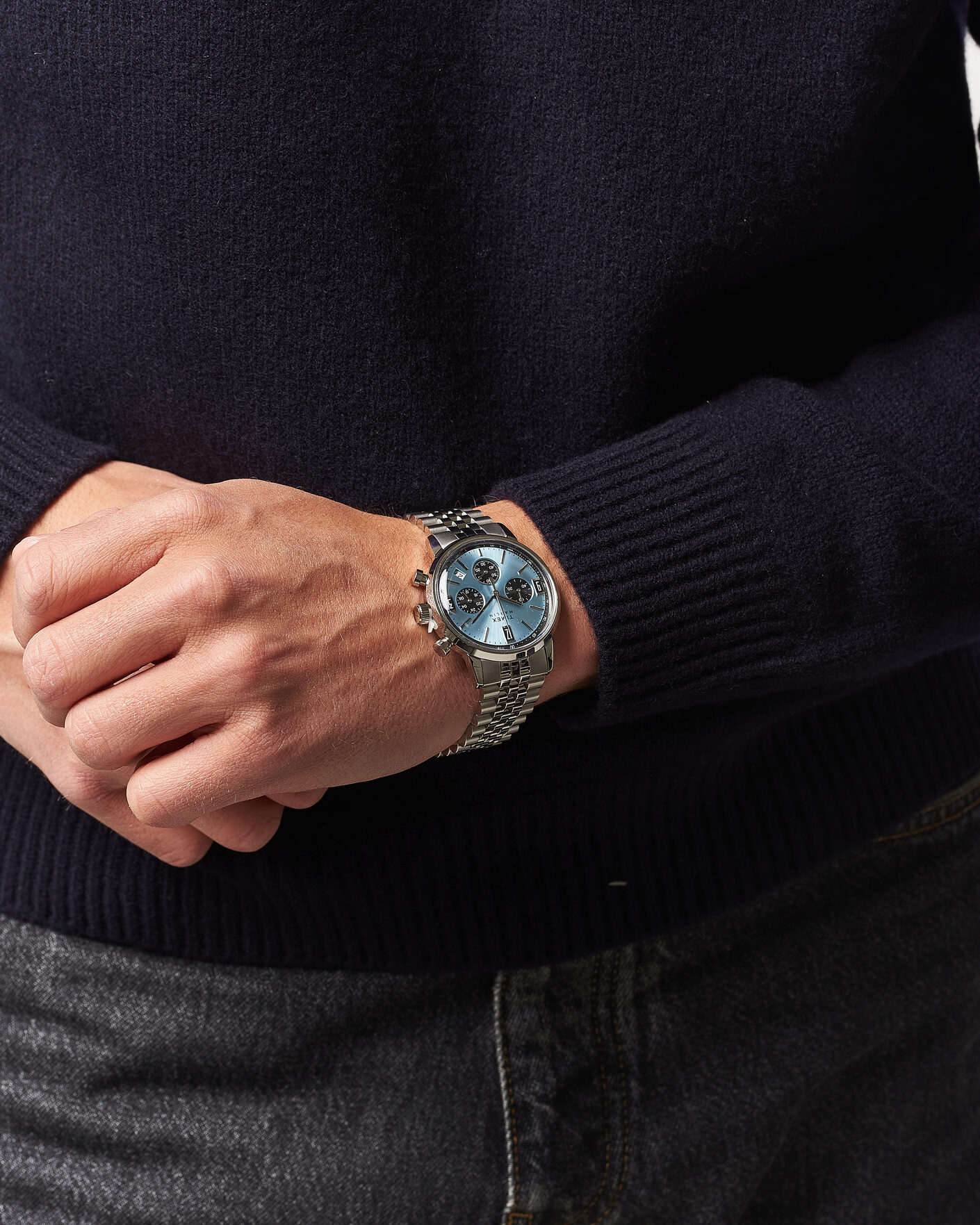 Heren | Timex Marlin Quartz Chronograph Steel 40mm Ice Blue Dial | Timex | Marlin Quartz Chronograph Steel 40mm Ice Blue Dial