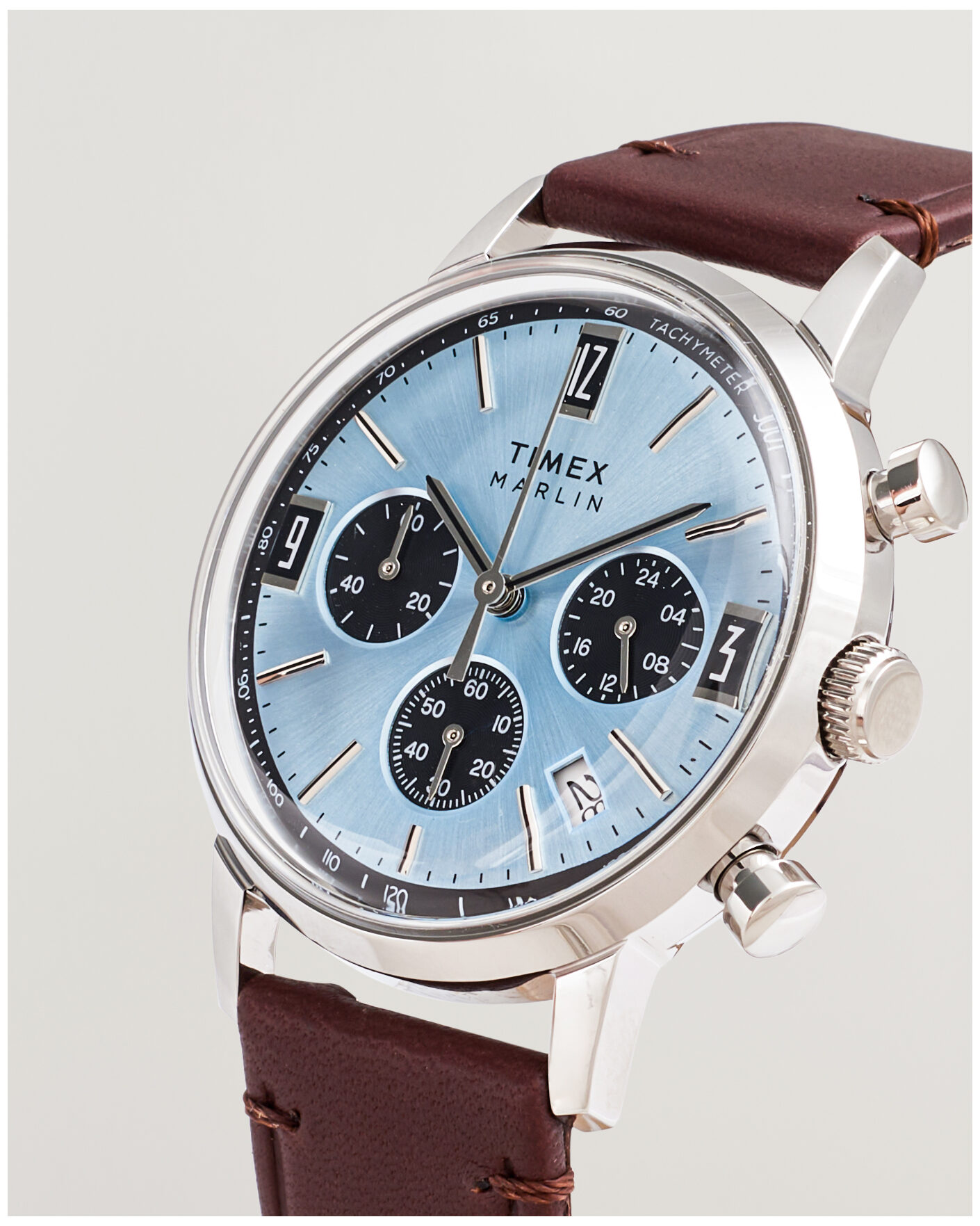 Heren | Timex Marlin Quartz Chronograph Leather 40mm Ice Blue Dial | Timex | Marlin Quartz Chronograph Leather 40mm Ice Blue Dial