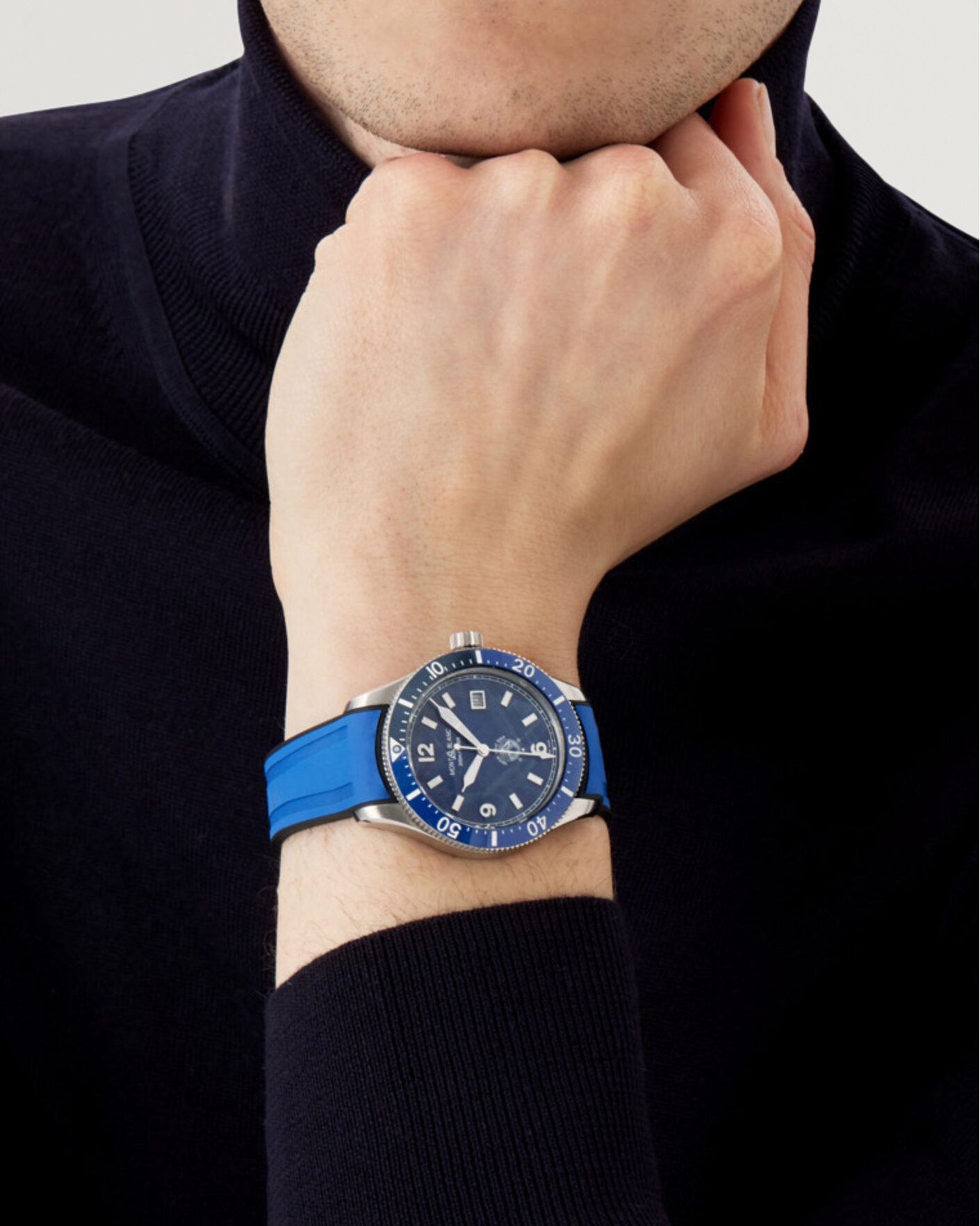Heren | Montblanc Iced Sea Automatic Date Rubber Strap Blue | Montblanc | Iced Sea Automatic Date Rubber Strap Blue