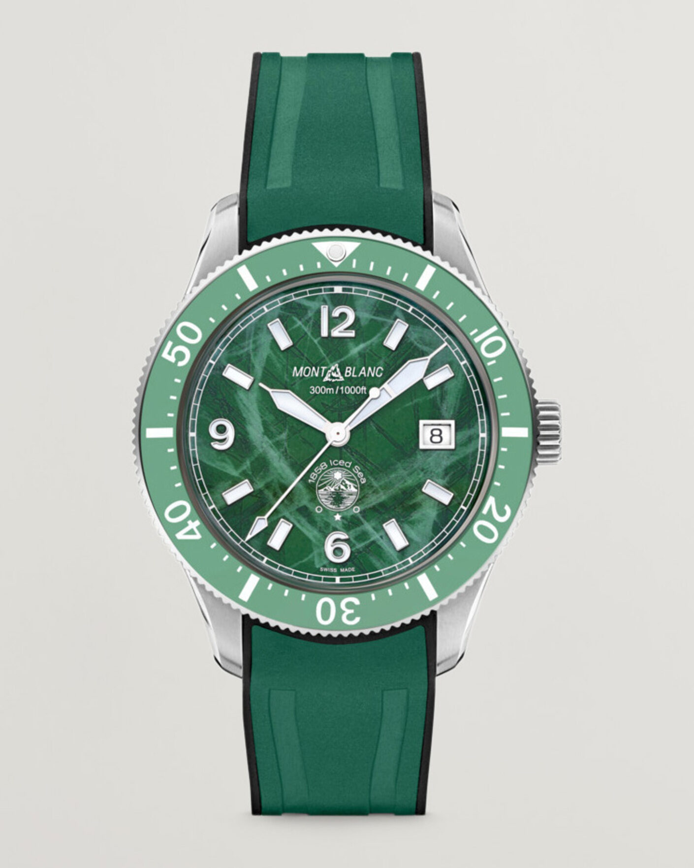 Heren | Montblanc Iced Sea Automatic Date Rubber Strap Green | Montblanc | Iced Sea Automatic Date Rubber Strap Green
