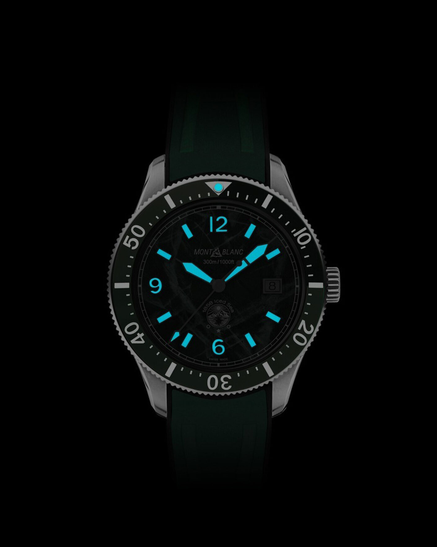 Heren | Montblanc Iced Sea Automatic Date Rubber Strap Green | Montblanc | Iced Sea Automatic Date Rubber Strap Green