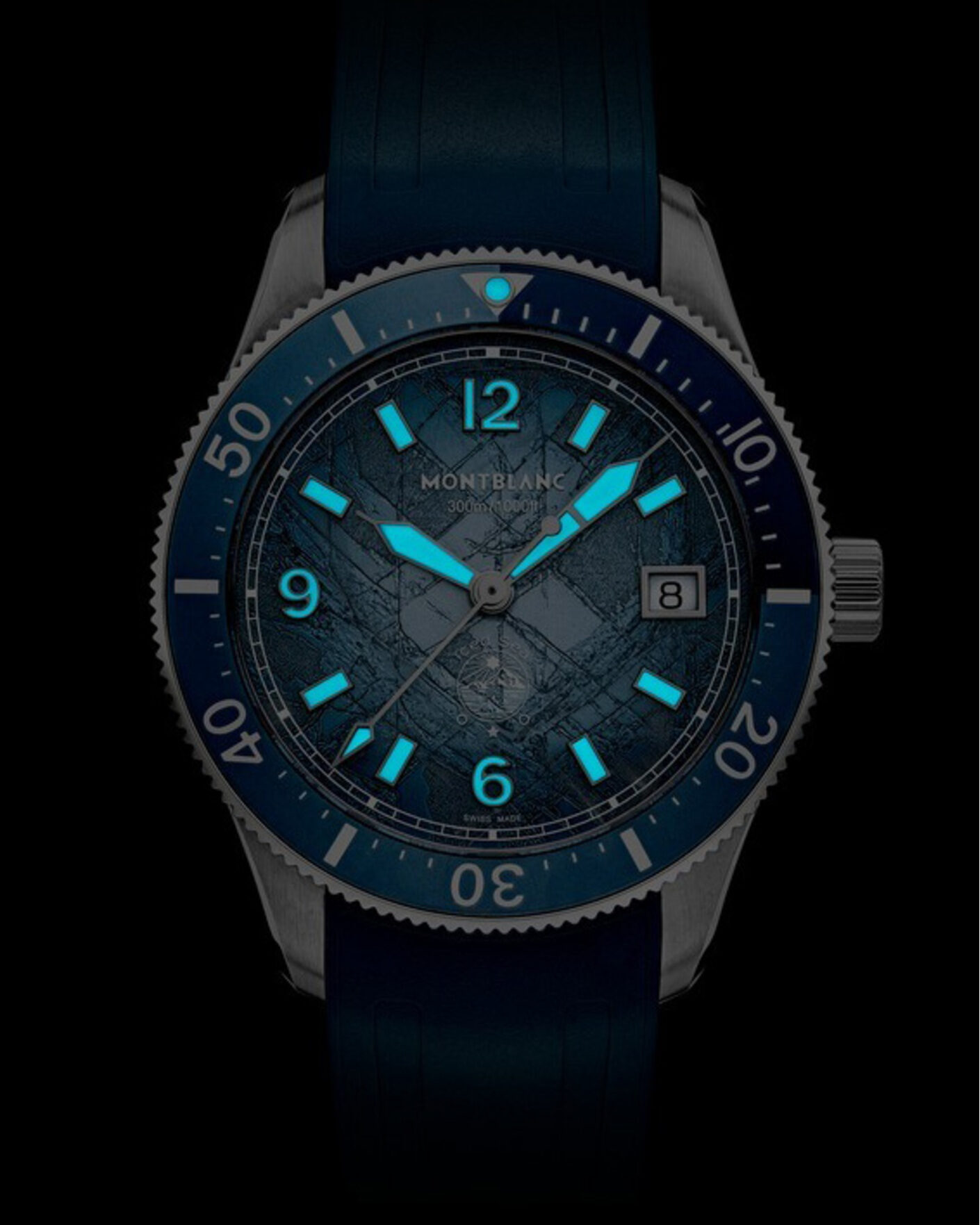 Heren | Montblanc Iced Sea Automatic Date 0 Oxygen Rubber Strap Light Blue | Montblanc | Iced Sea Automatic Date 0 Oxygen Rubber Strap Light Blue