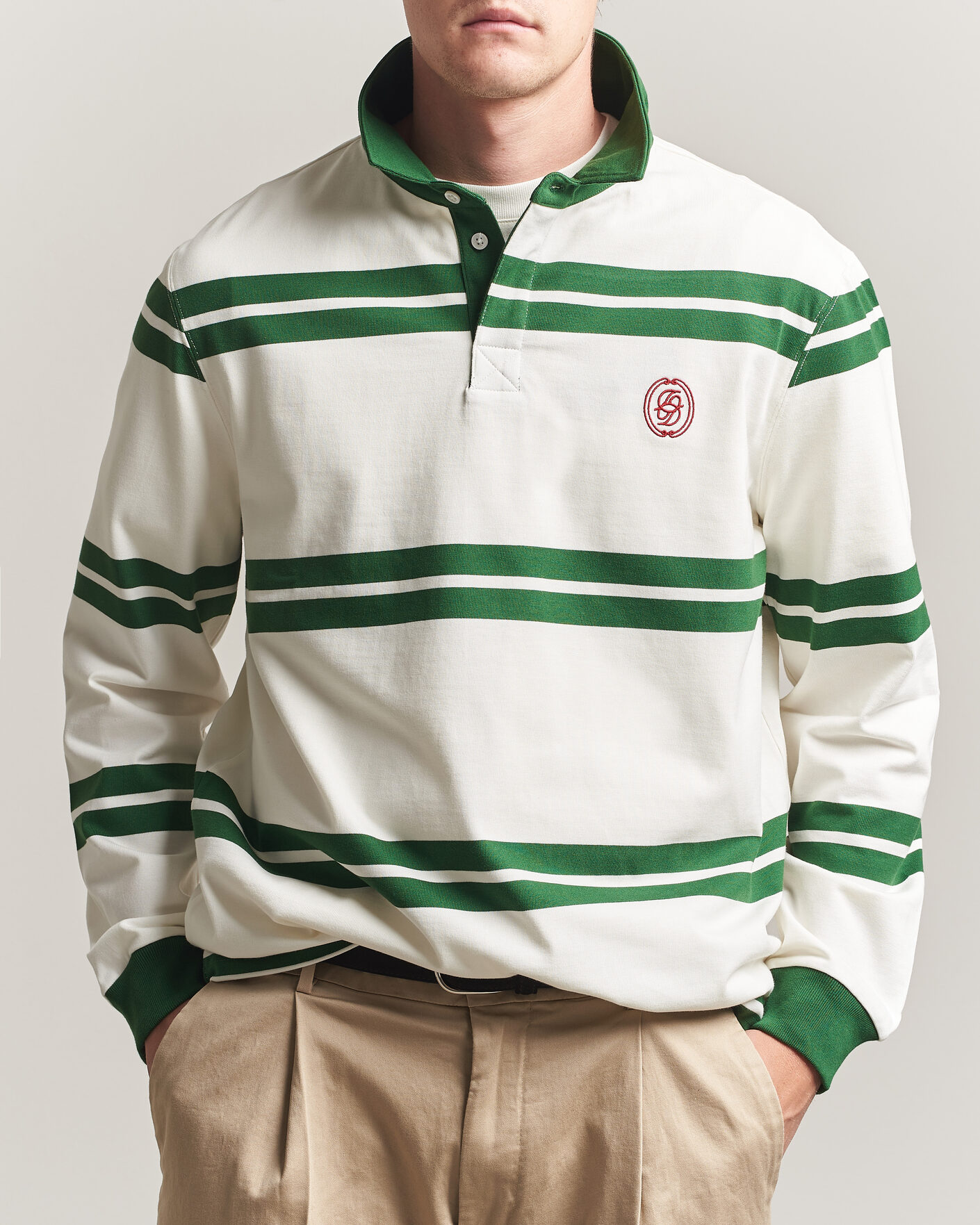 Heren | Truien | Drôle de Monsieur | Ornament Striped Rugger Water Green