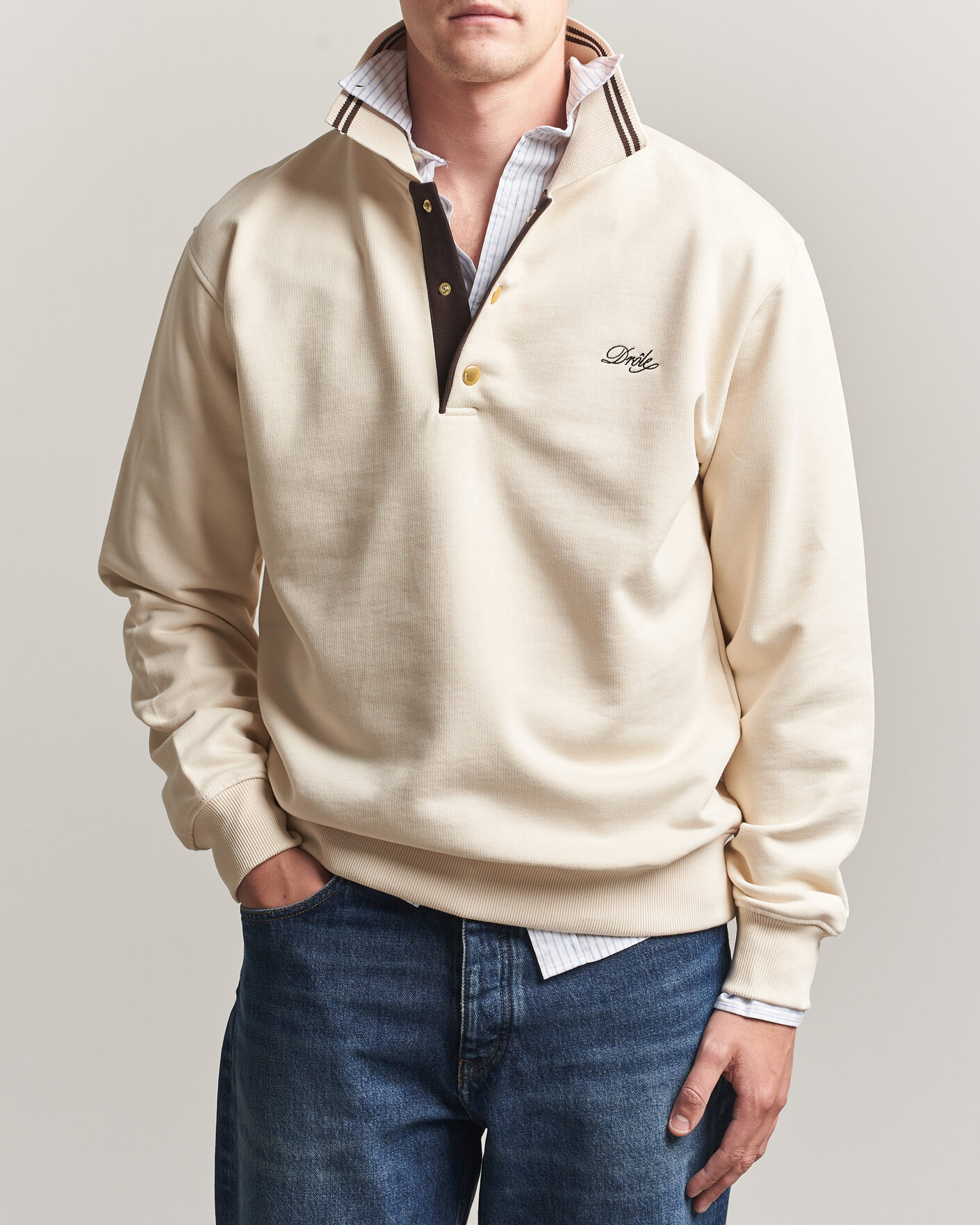 Heren | Truien | Drôle de Monsieur | Tipped Rugger Light Sand