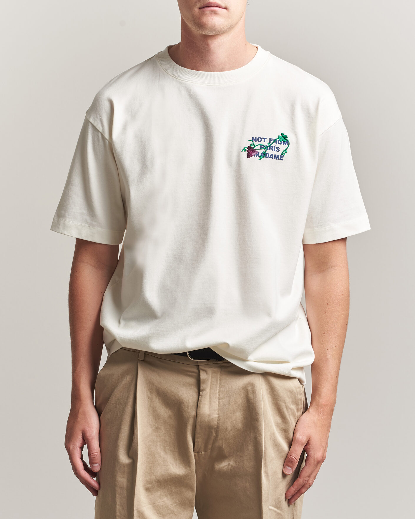Heren | T-shirts | Drôle de Monsieur | Vine Embroidered Slogan T-Shirt Off White