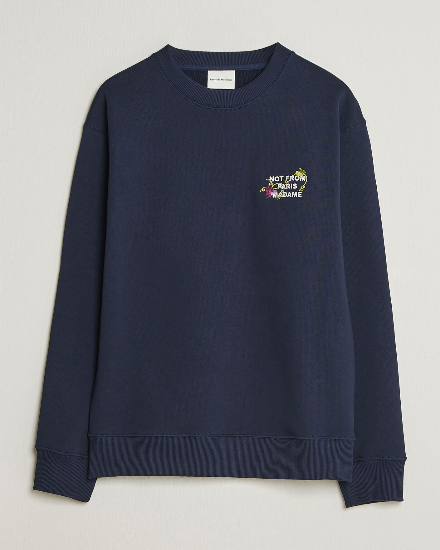 Heren | Truien | Drôle de Monsieur | Vine Embroidered Slogan Sweatshirt Navy