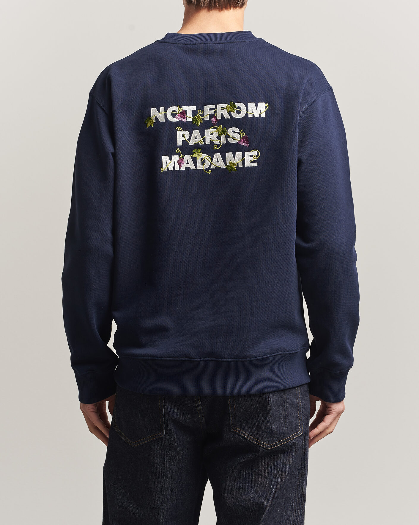 Heren | Truien | Drôle de Monsieur | Vine Embroidered Slogan Sweatshirt Navy