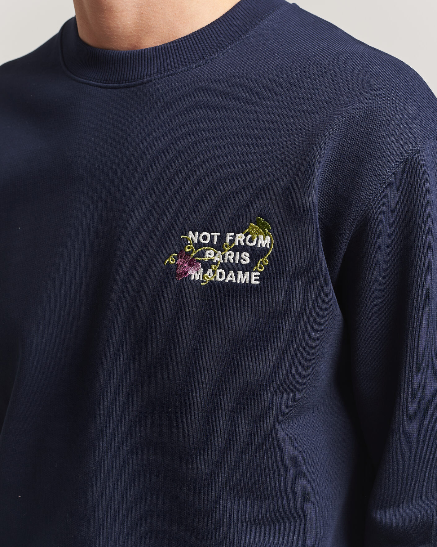 Heren | Truien | Drôle de Monsieur | Vine Embroidered Slogan Sweatshirt Navy