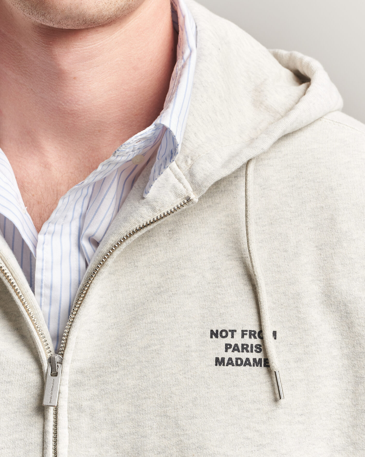Heren | Truien | Drôle de Monsieur | Slogan Full Zip Hoodie Grey