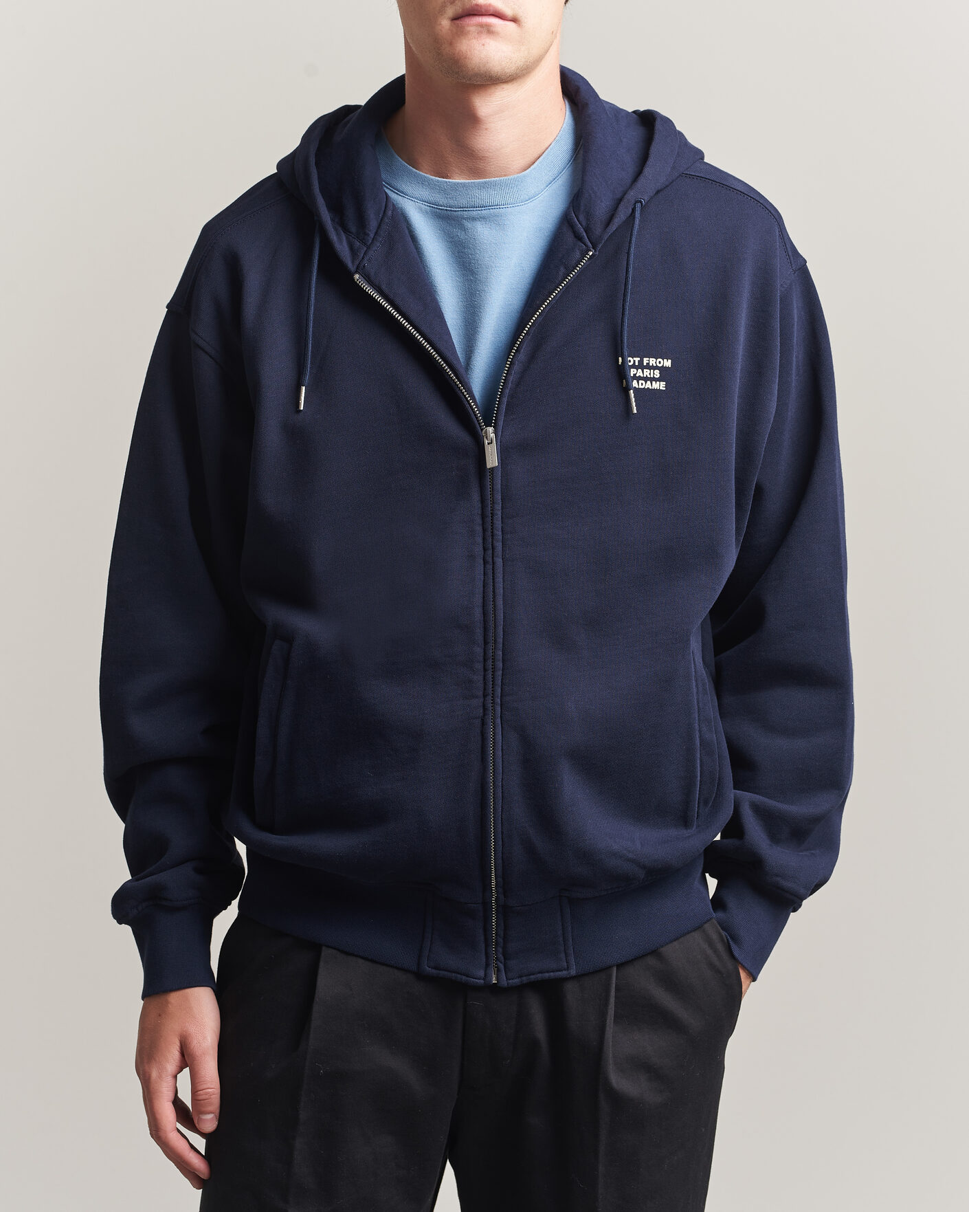 Heren | Truien | Drôle de Monsieur | Slogan Full Zip Hoodie Navy