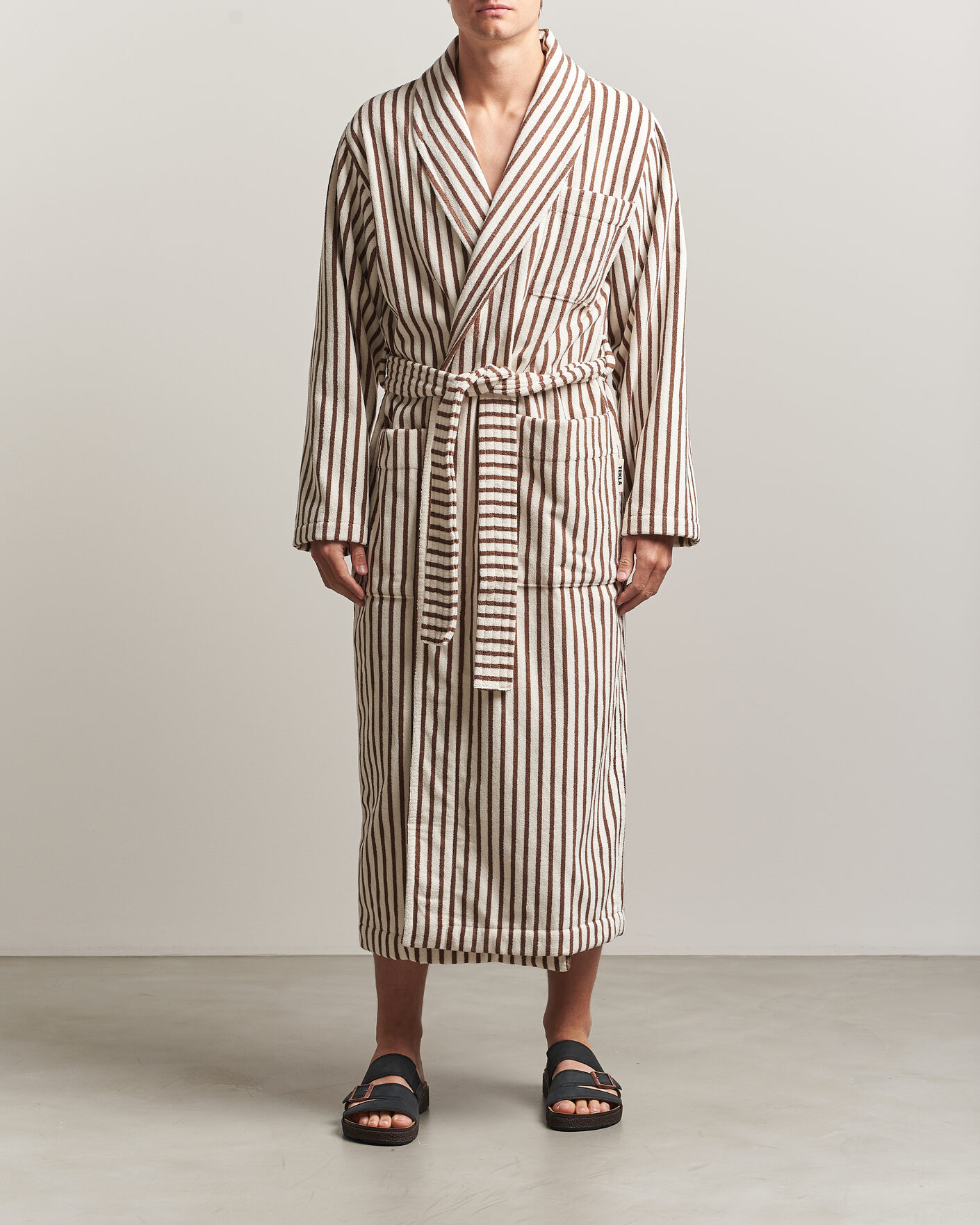 Heren | Pyjama's en gewaden | Tekla | Organic Terry Classic Bathrobe Kodiak Stripes