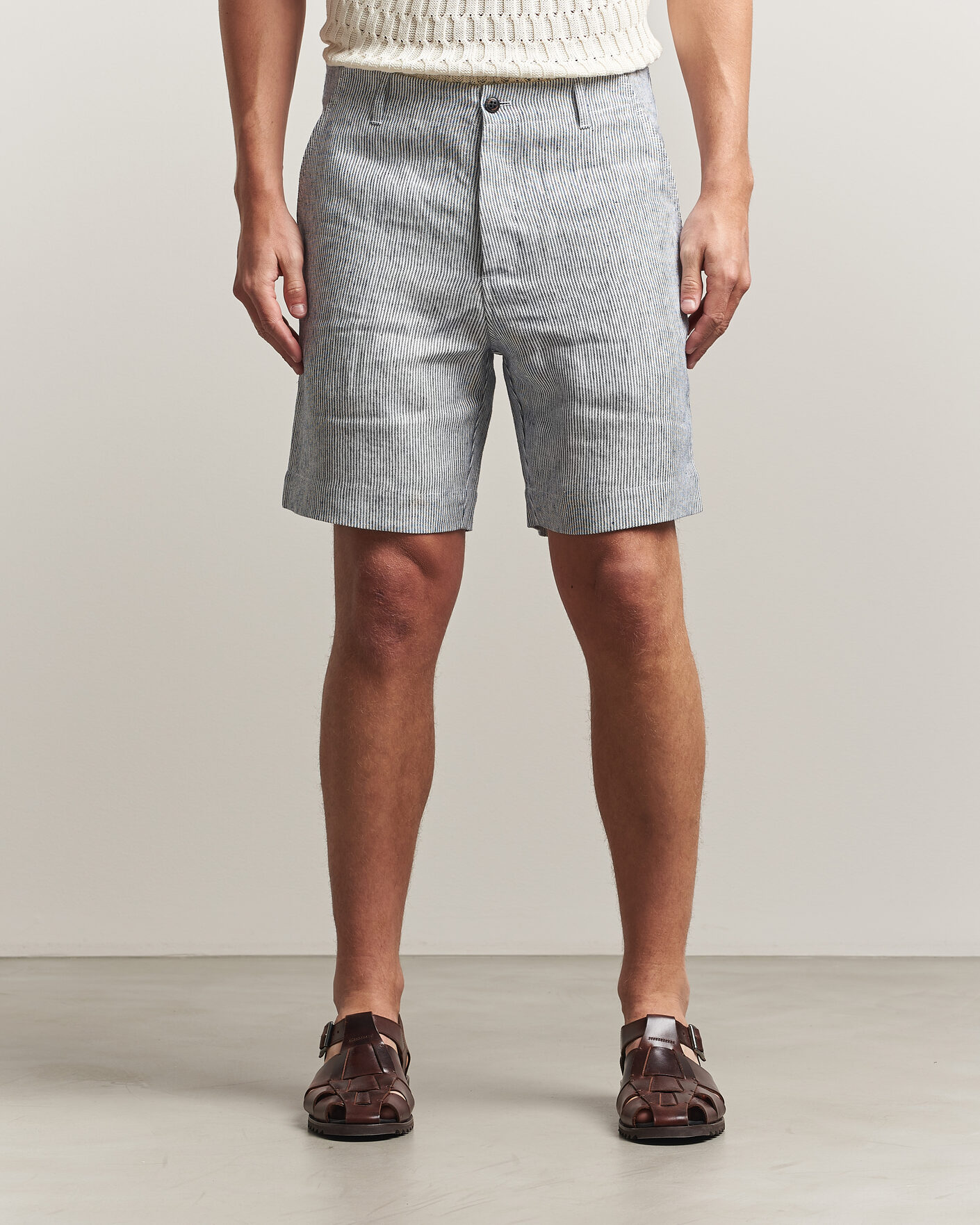 Heren | Korte broek | Peregrine | Windsor Linen Shorts Navy Stripe