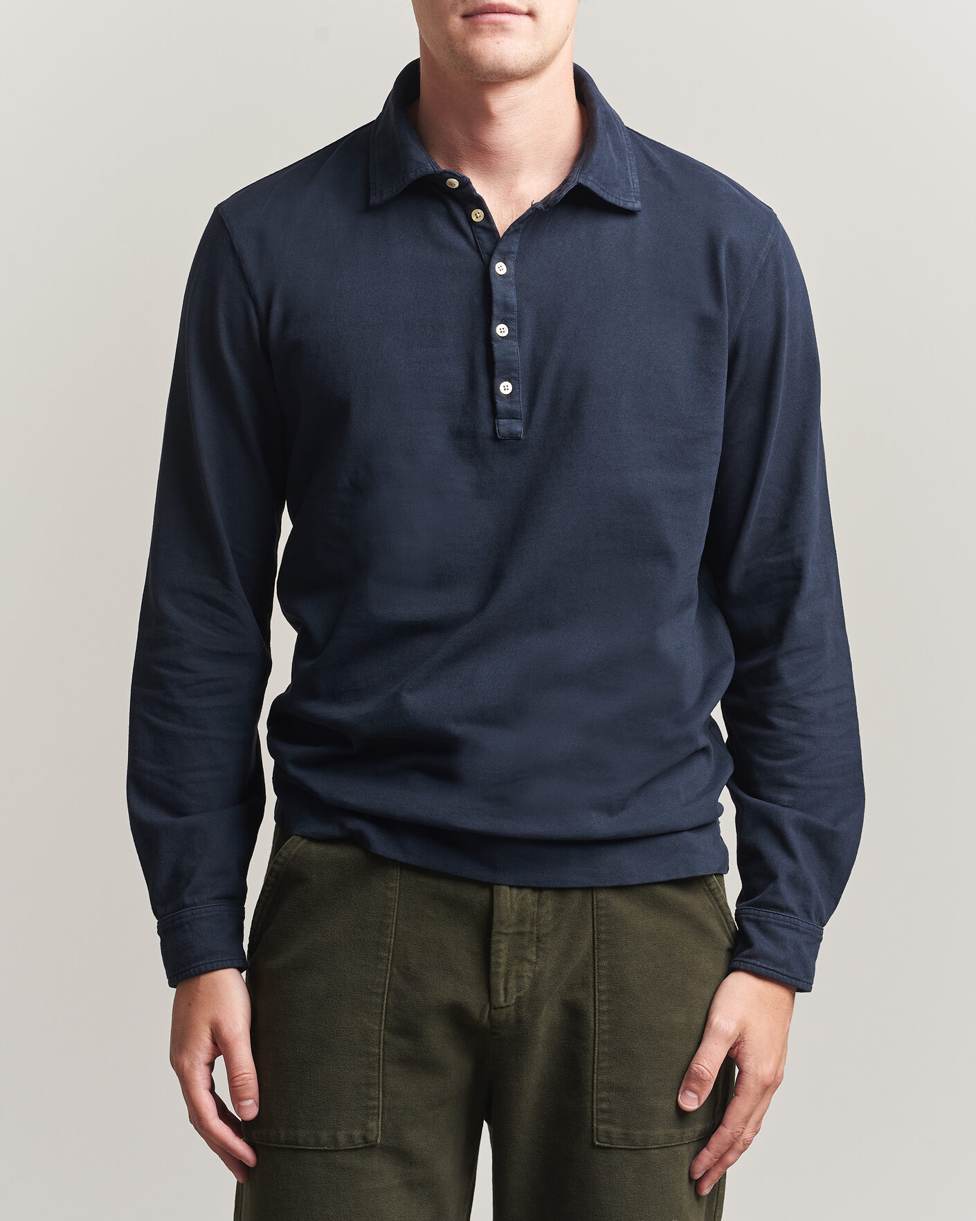 Heren | Polo's | Massimo Alba | Raya Long Sleeve Polo Navy