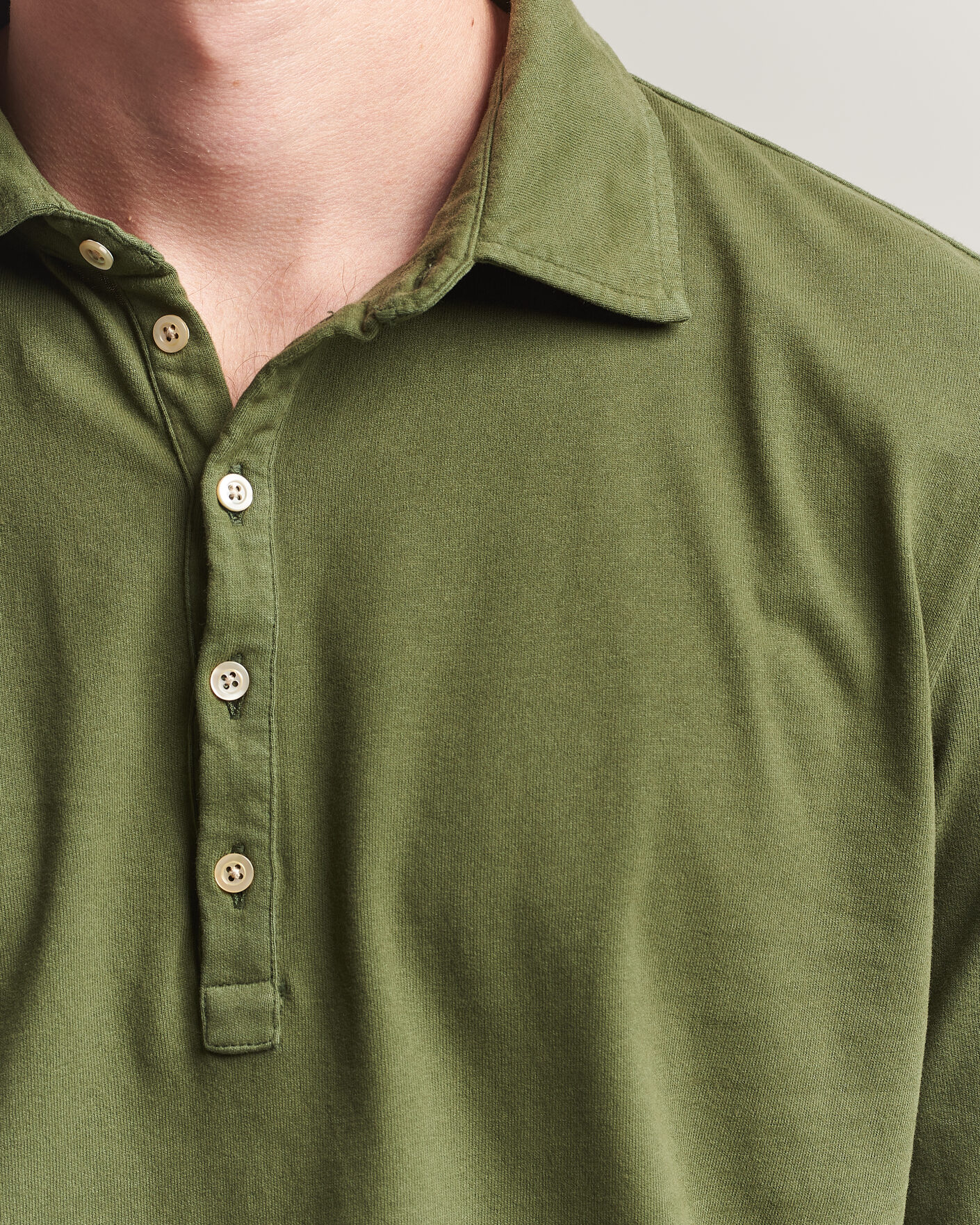Heren | Polo's | Massimo Alba | Raya Long Sleeve Polo Moss Green
