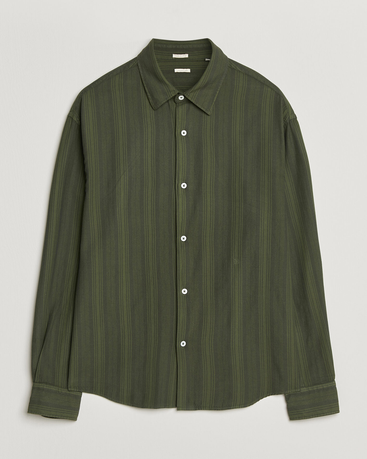 Heren | Overhemden | Massimo Alba | Boxy Striped Cotton Shirt Moss Green