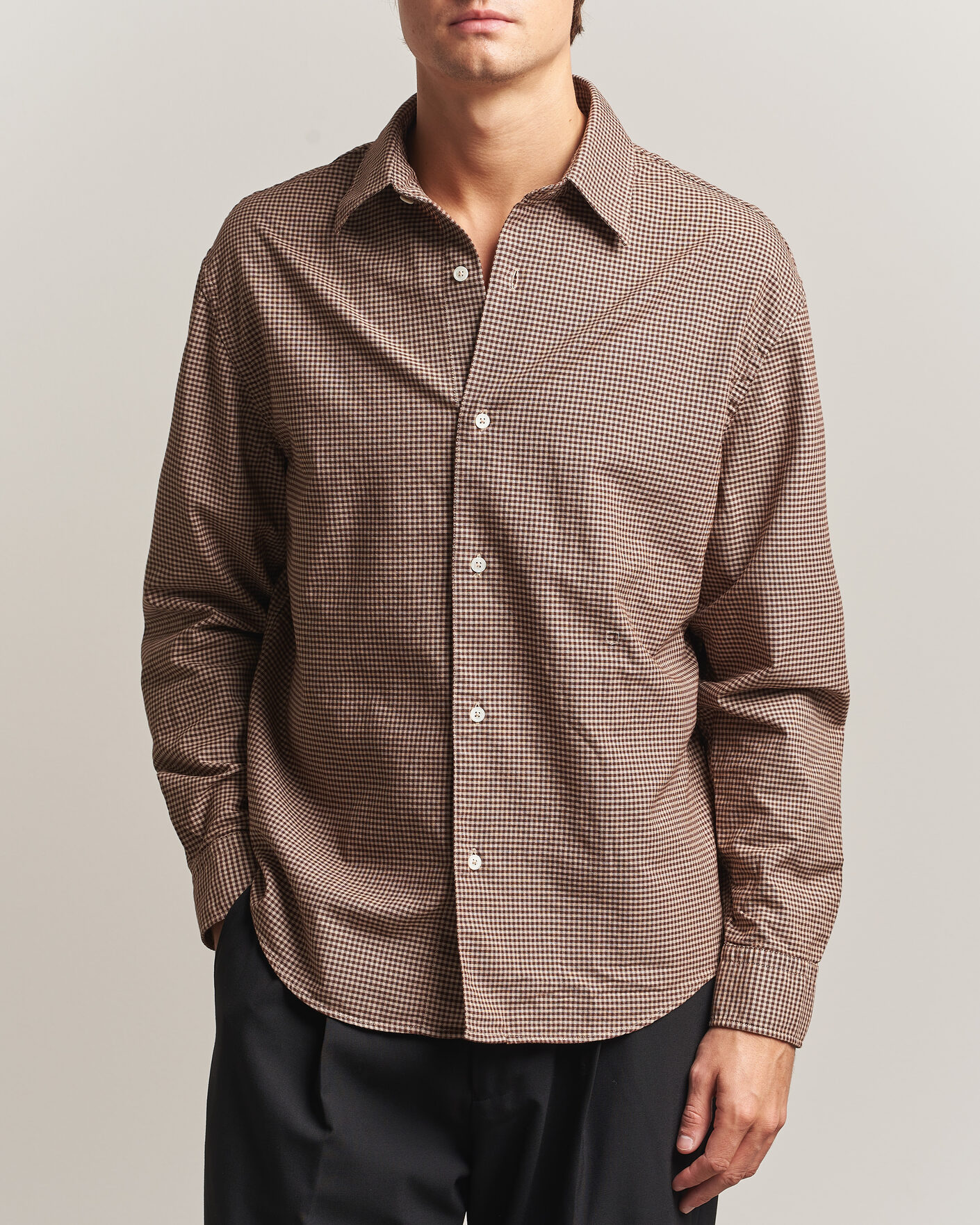 Heren | Overhemden | Massimo Alba | Boxy Microcheck Shirt Fossil
